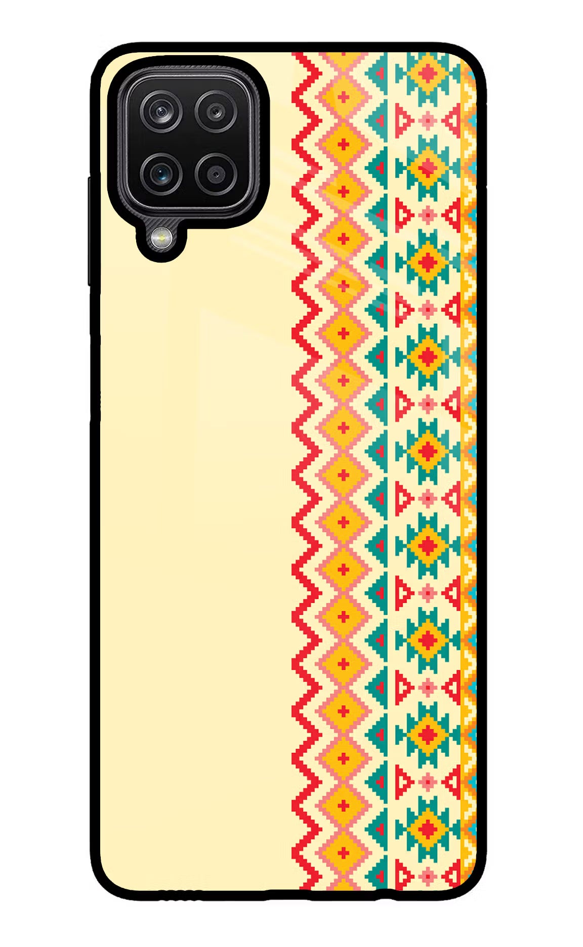 Ethnic Seamless Samsung M12/F12 Glass Case Back Cover by Casekaro