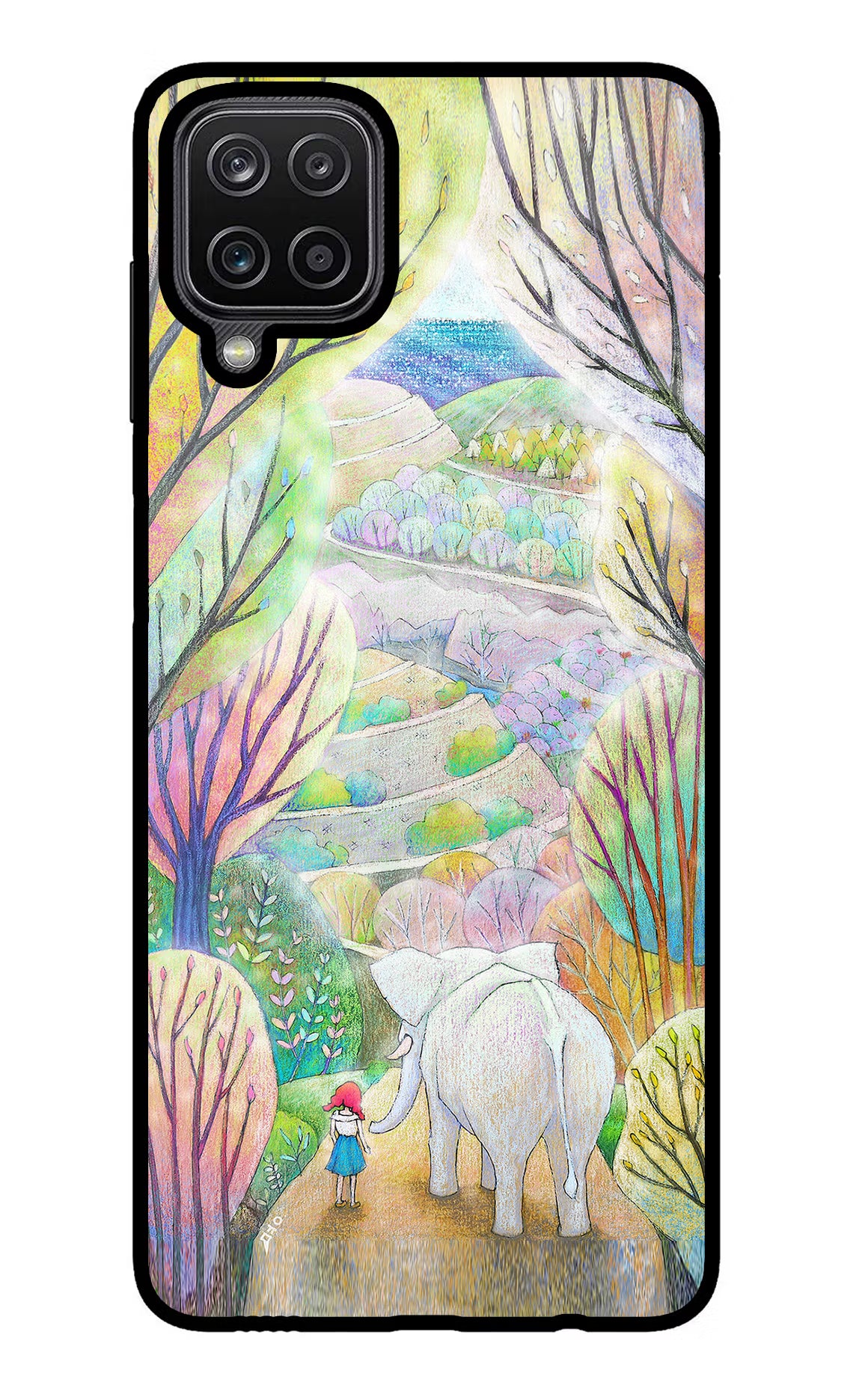 Nature Painting Samsung M12/F12 Glass Case Back Cover by Casekaro