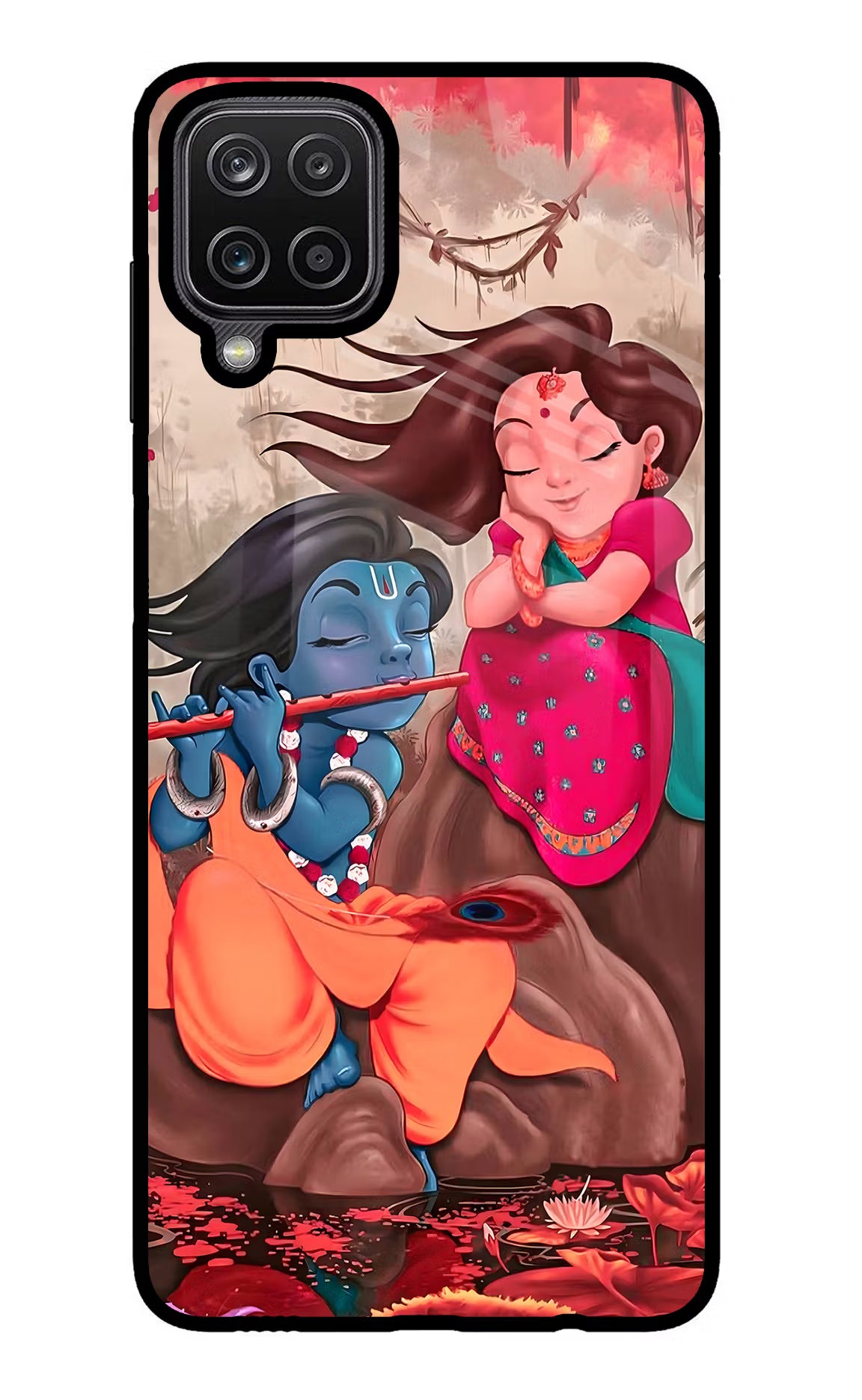 Radhe Krishna Samsung M12/F12 Glass Case Back Cover by Casekaro