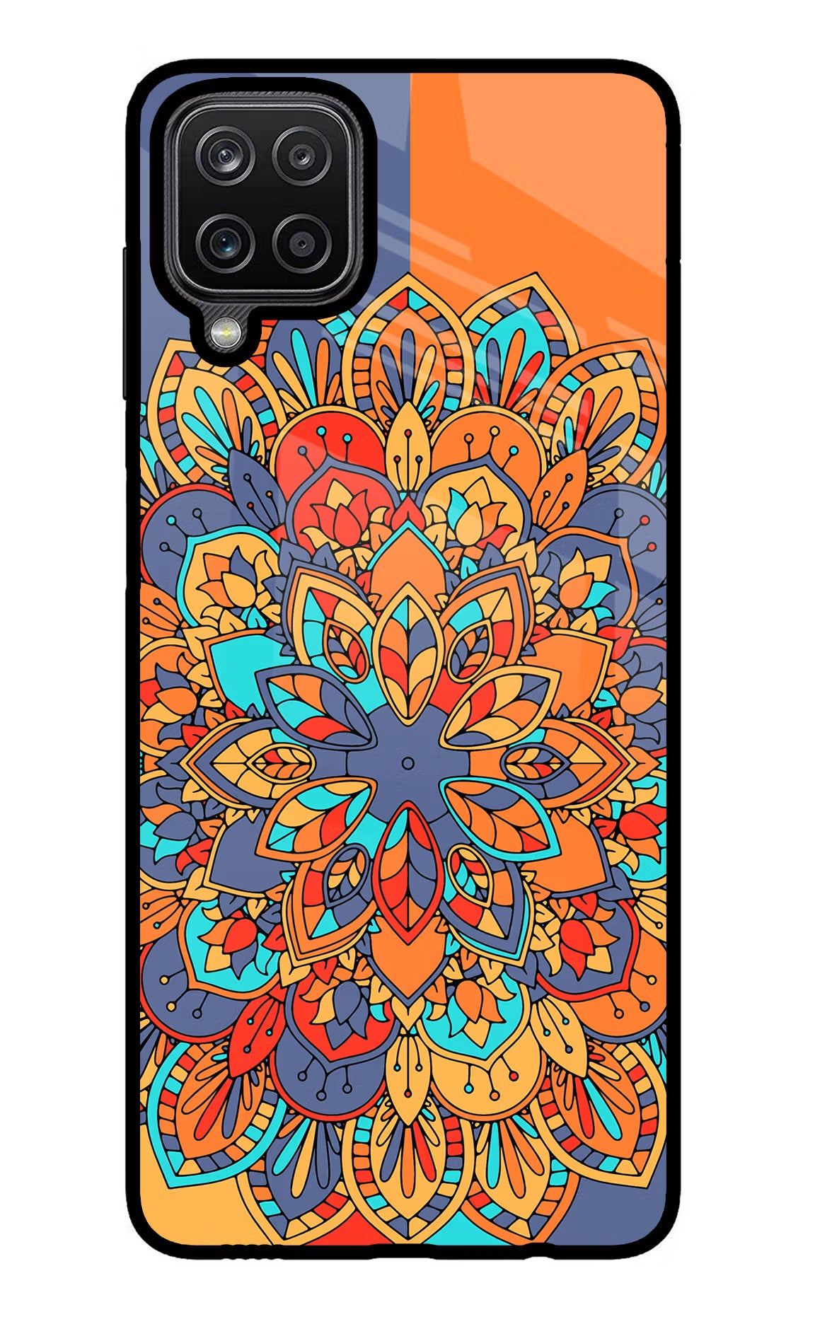 Color Mandala Samsung M12/F12 Glass Case Back Cover by Casekaro