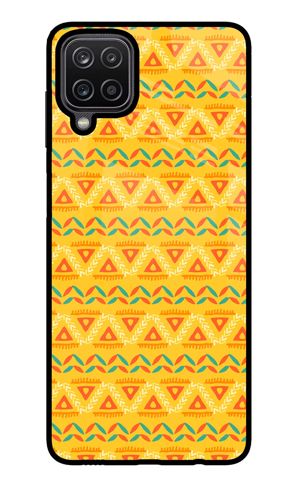 Tribal Pattern Samsung M12/F12 Glass Case Back Cover by Casekaro