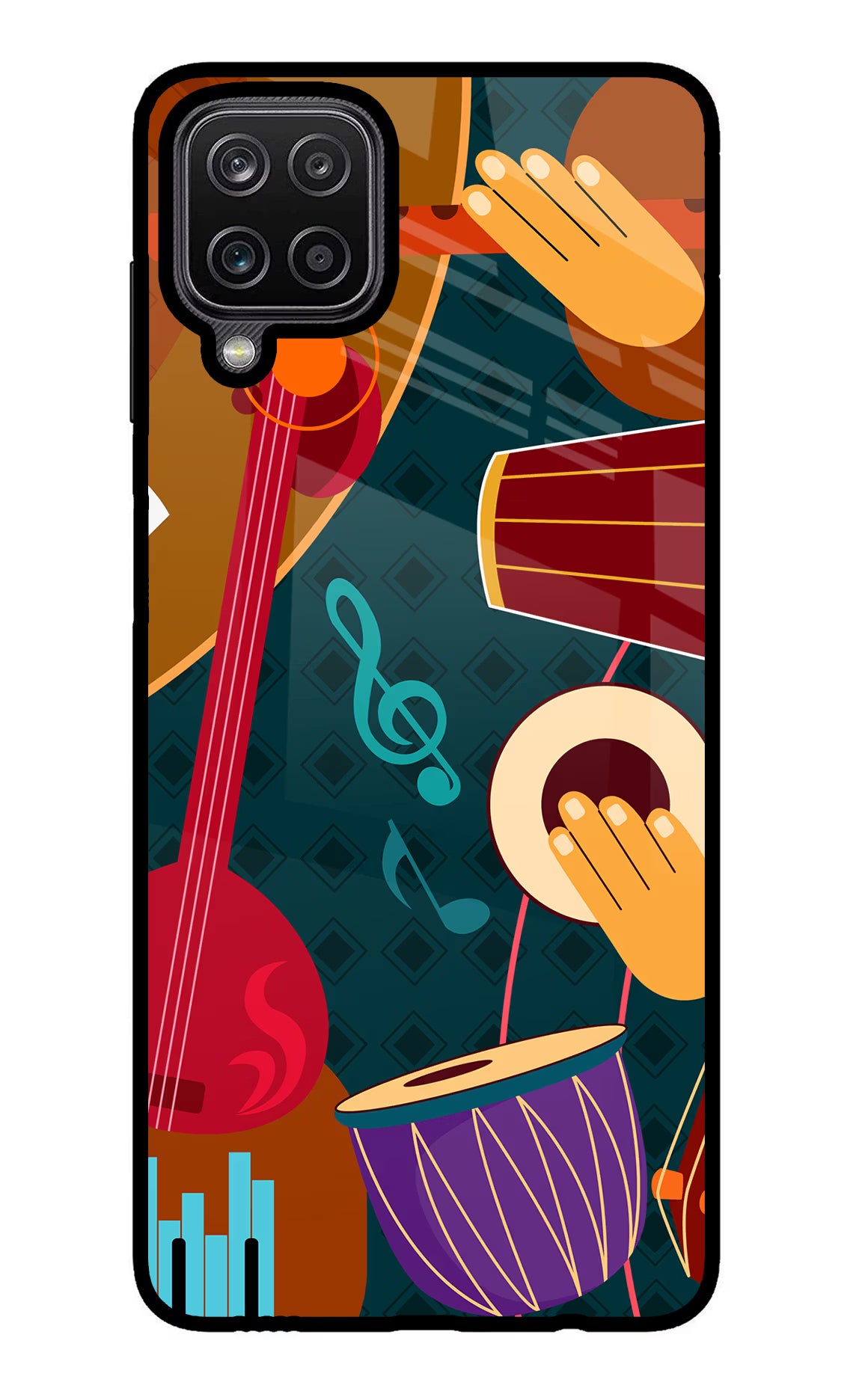 Music Instrument Samsung M12/F12 Glass Case Back Cover by Casekaro