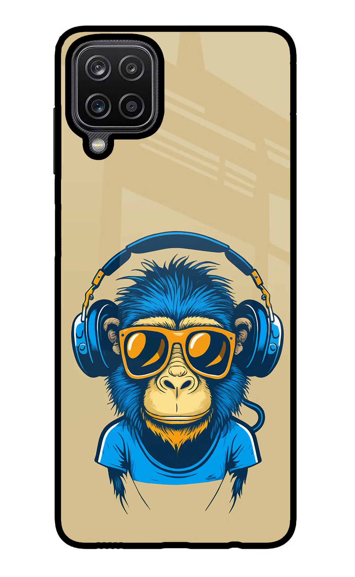 Monkey Headphone Samsung M12/F12 Glass Case Back Cover by Casekaro