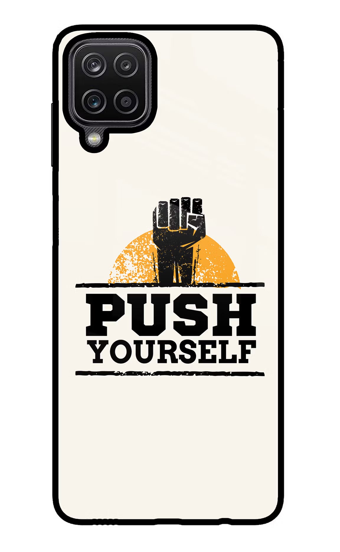 Push Yourself Samsung M12/F12 Glass Case Back Cover by Casekaro
