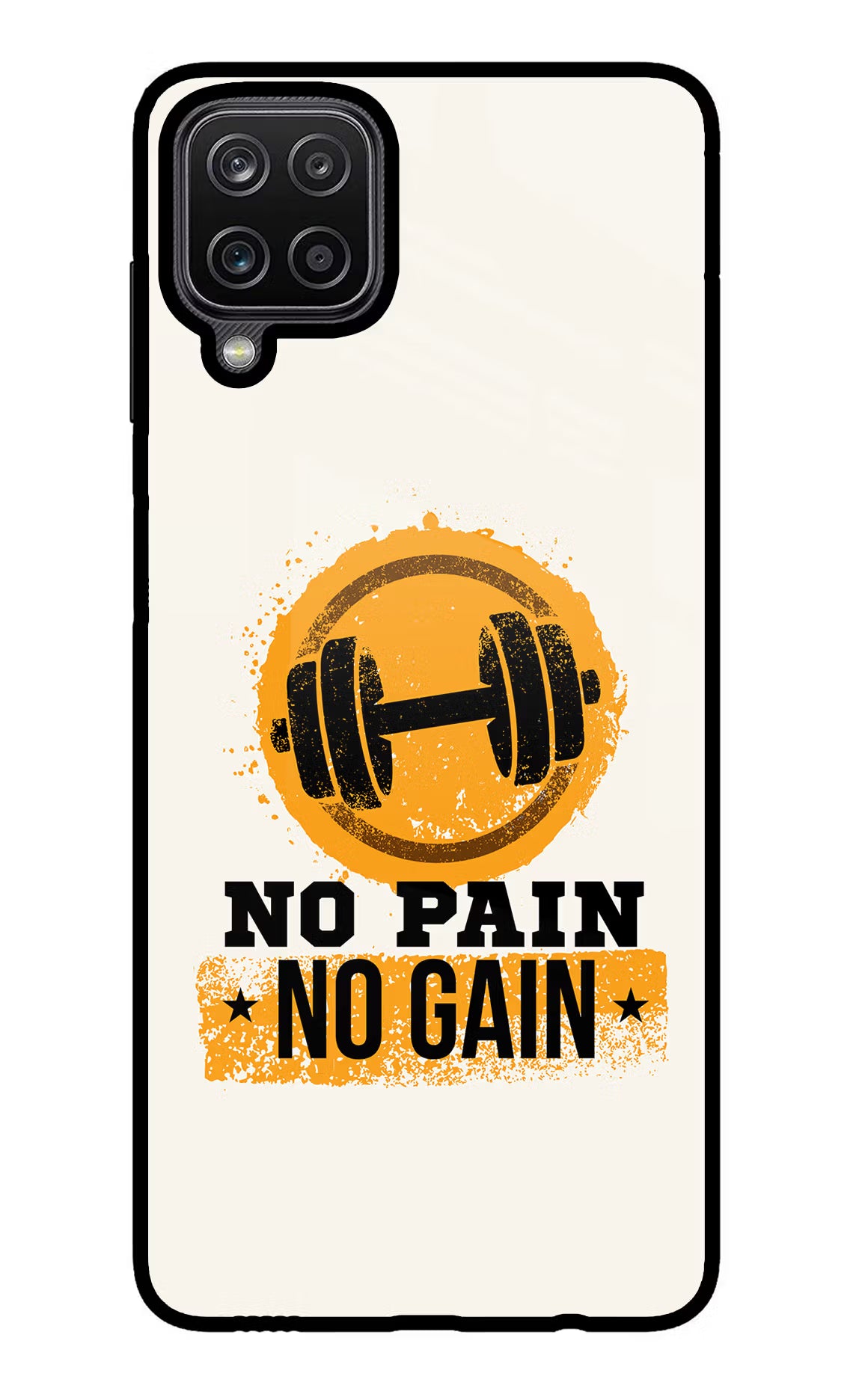 No Pain No Gain Samsung M12/F12 Glass Case Back Cover by Casekaro