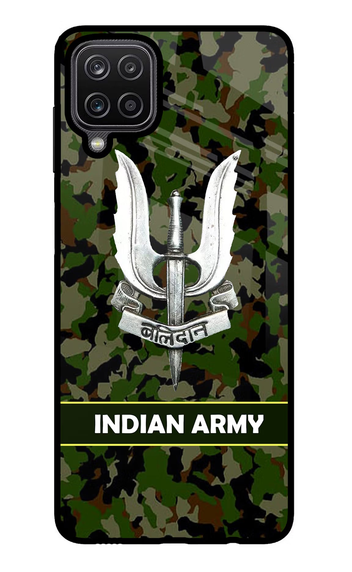 Balidan Indian Logo Samsung M12/F12 Glass Case Back Cover by Casekaro