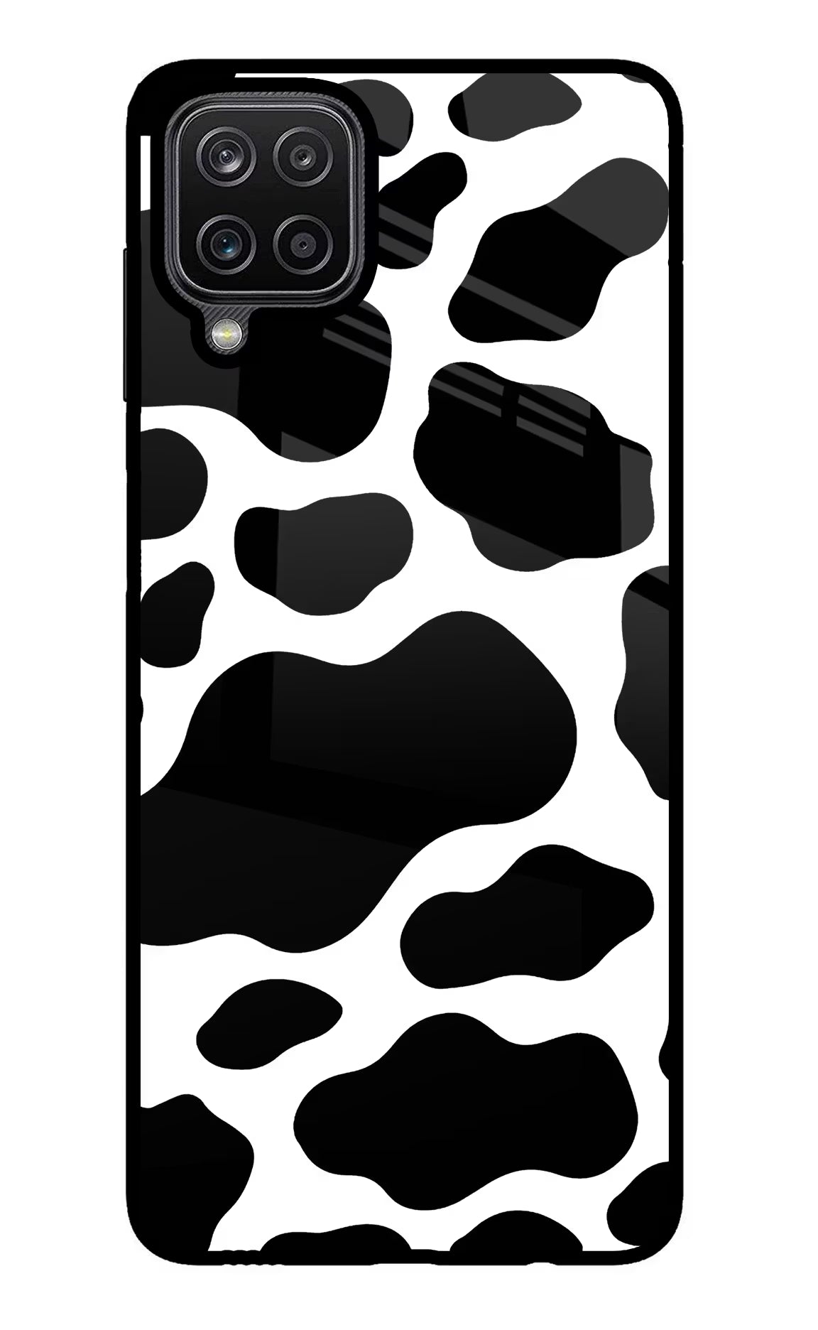 Cow Spots Samsung M12/F12 Glass Case Back Cover by Casekaro