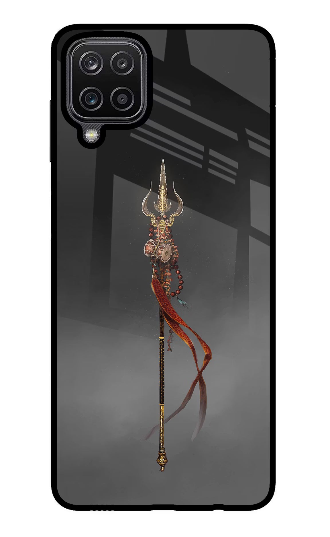 Shiv Trishul Samsung M12/F12 Glass Case Back Cover by Casekaro
