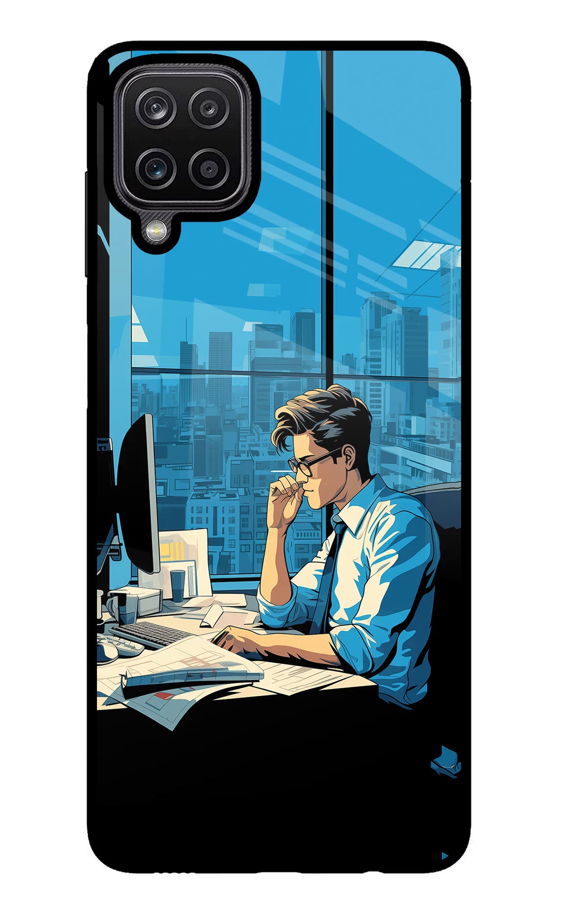 Focused Hustler (AI Generated) Samsung M12/F12 Glass Case Back Cover by Casekaro