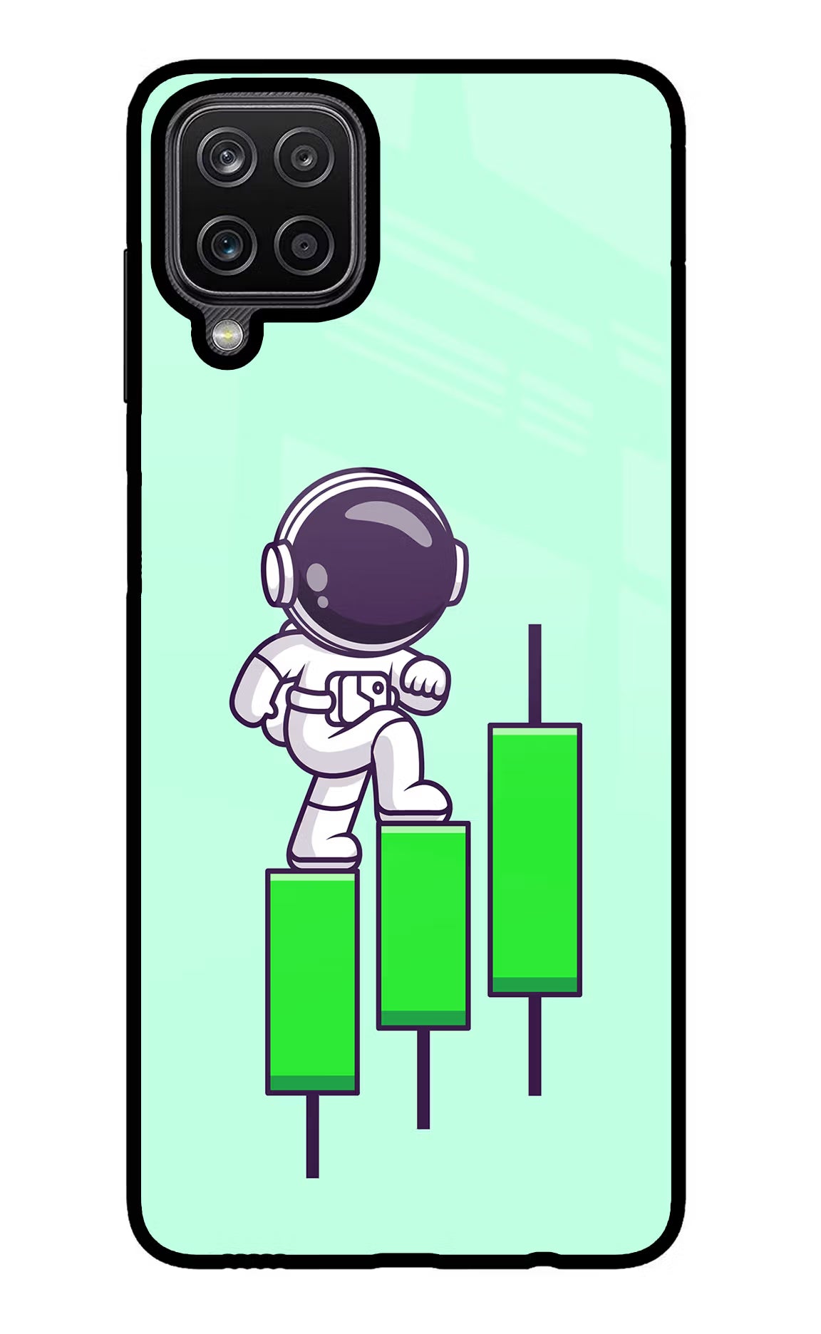 Astronaut Trader Samsung M12/F12 Glass Case Back Cover by Casekaro