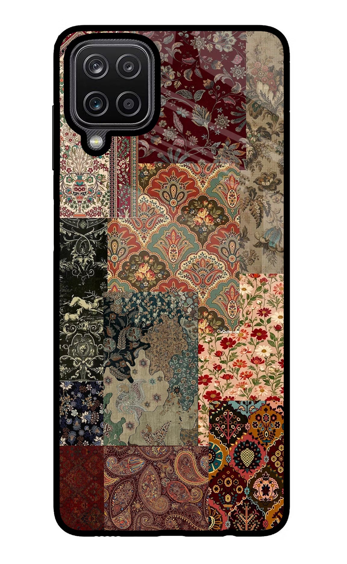 Desi Print Samsung M12/F12 Glass Case Back Cover by Casekaro