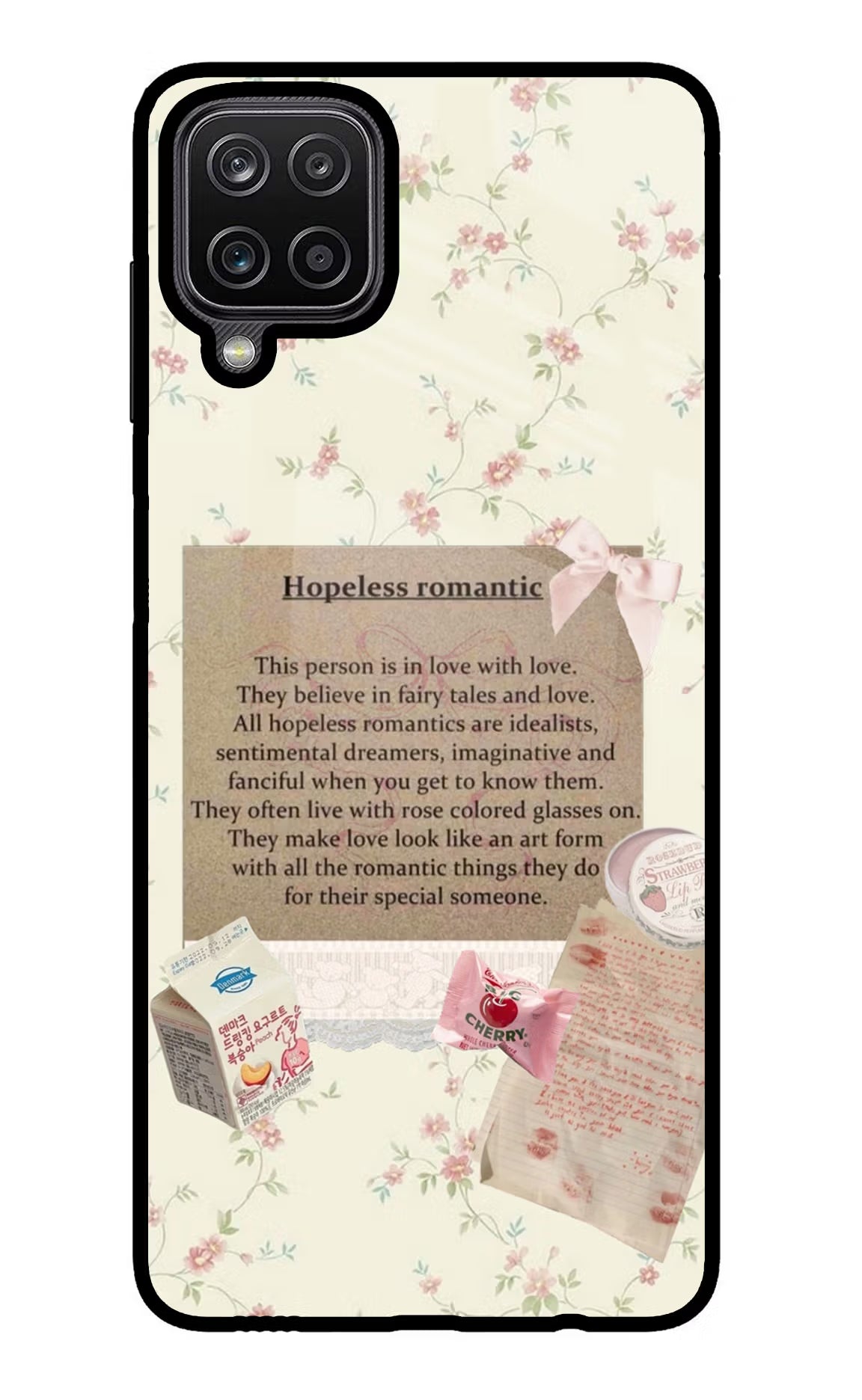 Hopeless Romantic Samsung M12/F12 Glass Case Back Cover by Casekaro