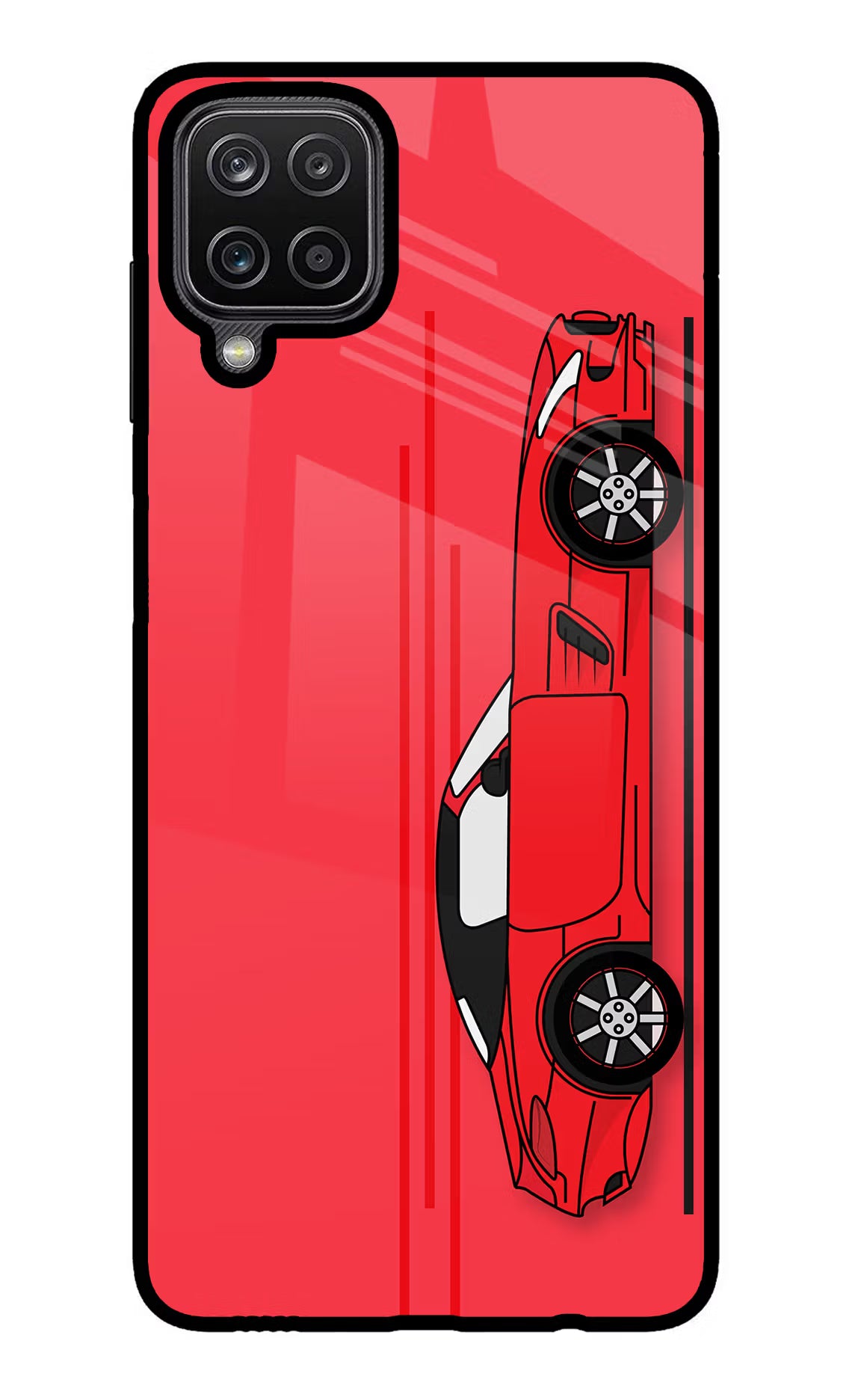 Red Velocity Samsung M12/F12 Glass Case Back Cover by Casekaro