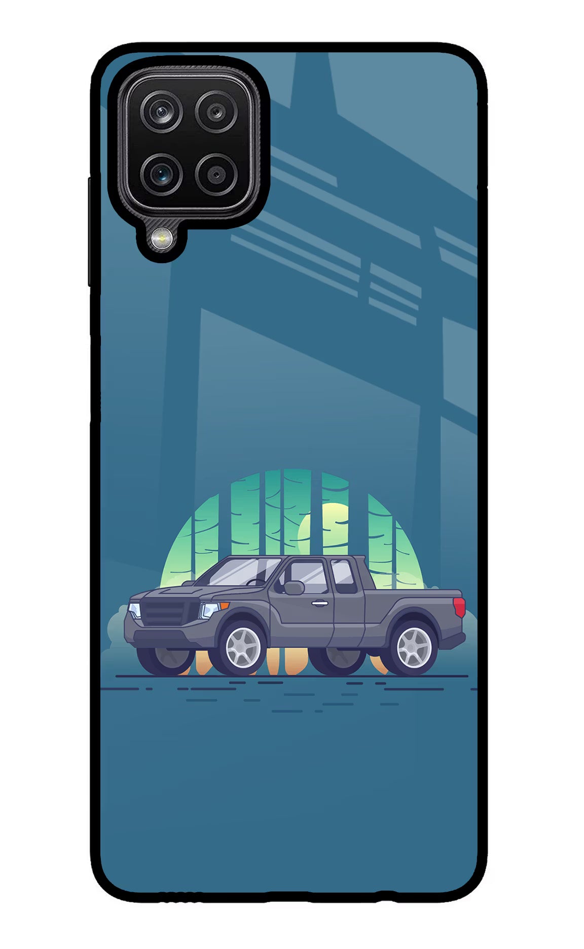 Retro Garage Vibe Samsung M12/F12 Glass Case Back Cover by Casekaro