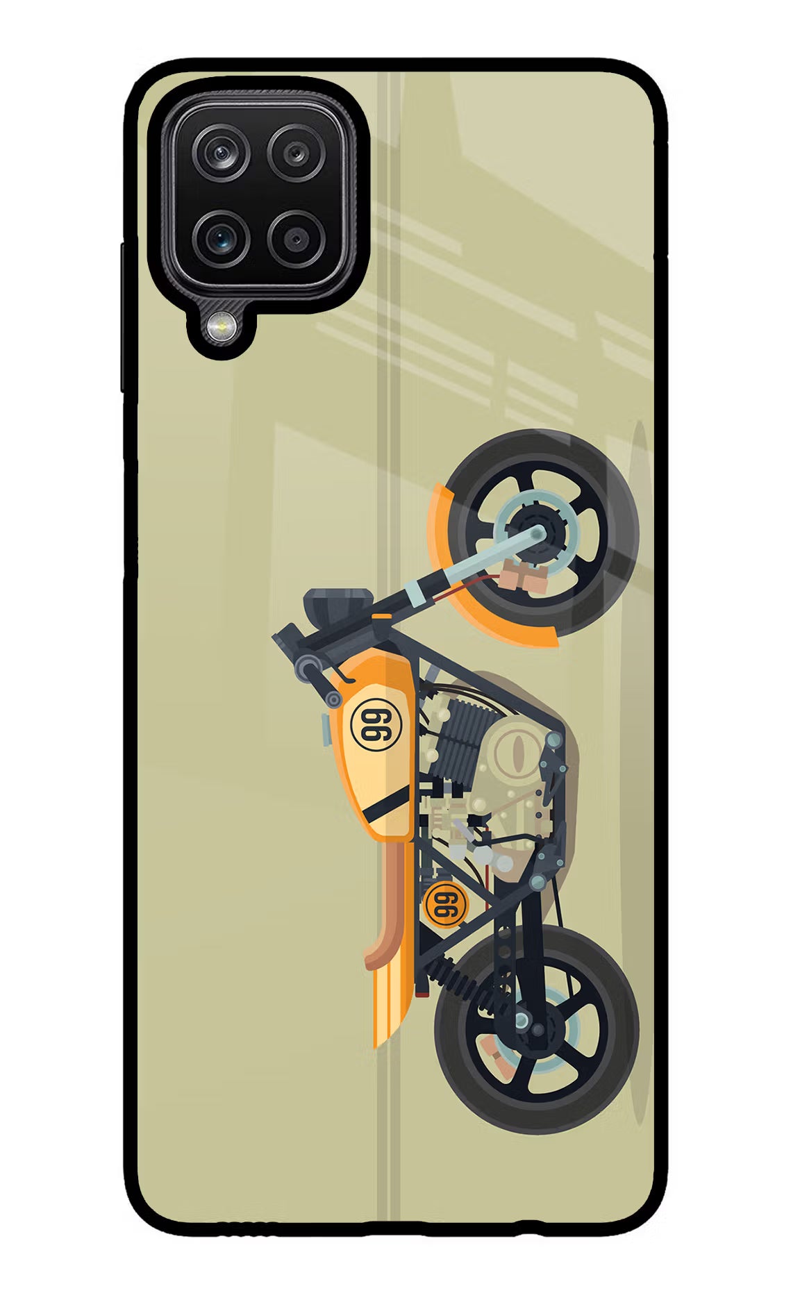 Vertical Speedster Samsung M12/F12 Glass Case Back Cover by Casekaro