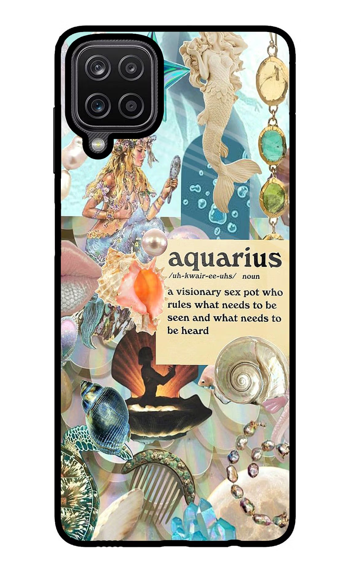 Aquarius Zodiac Samsung M12/F12 Glass Case Back Cover by Casekaro