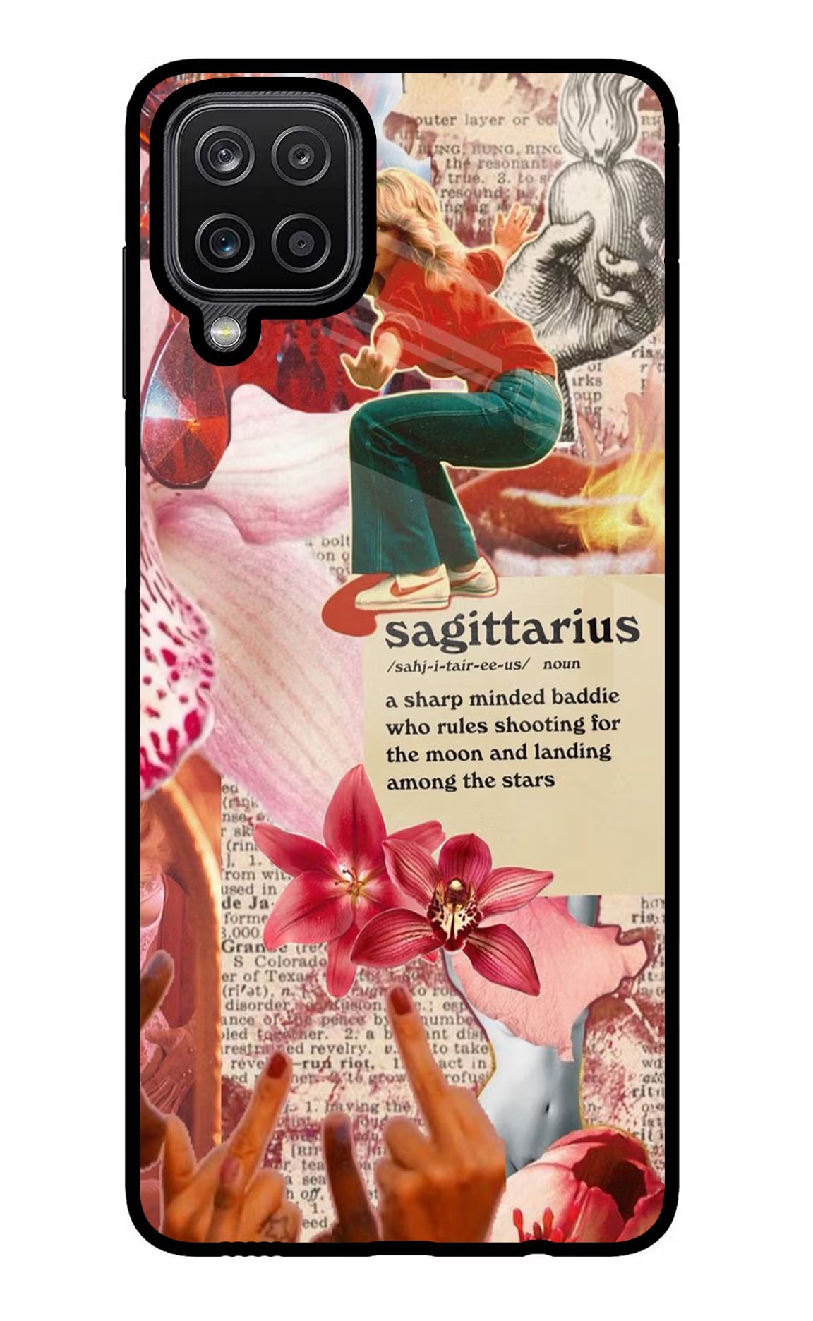 Sagittarius Zodiac Samsung M12/F12 Glass Case Back Cover by Casekaro