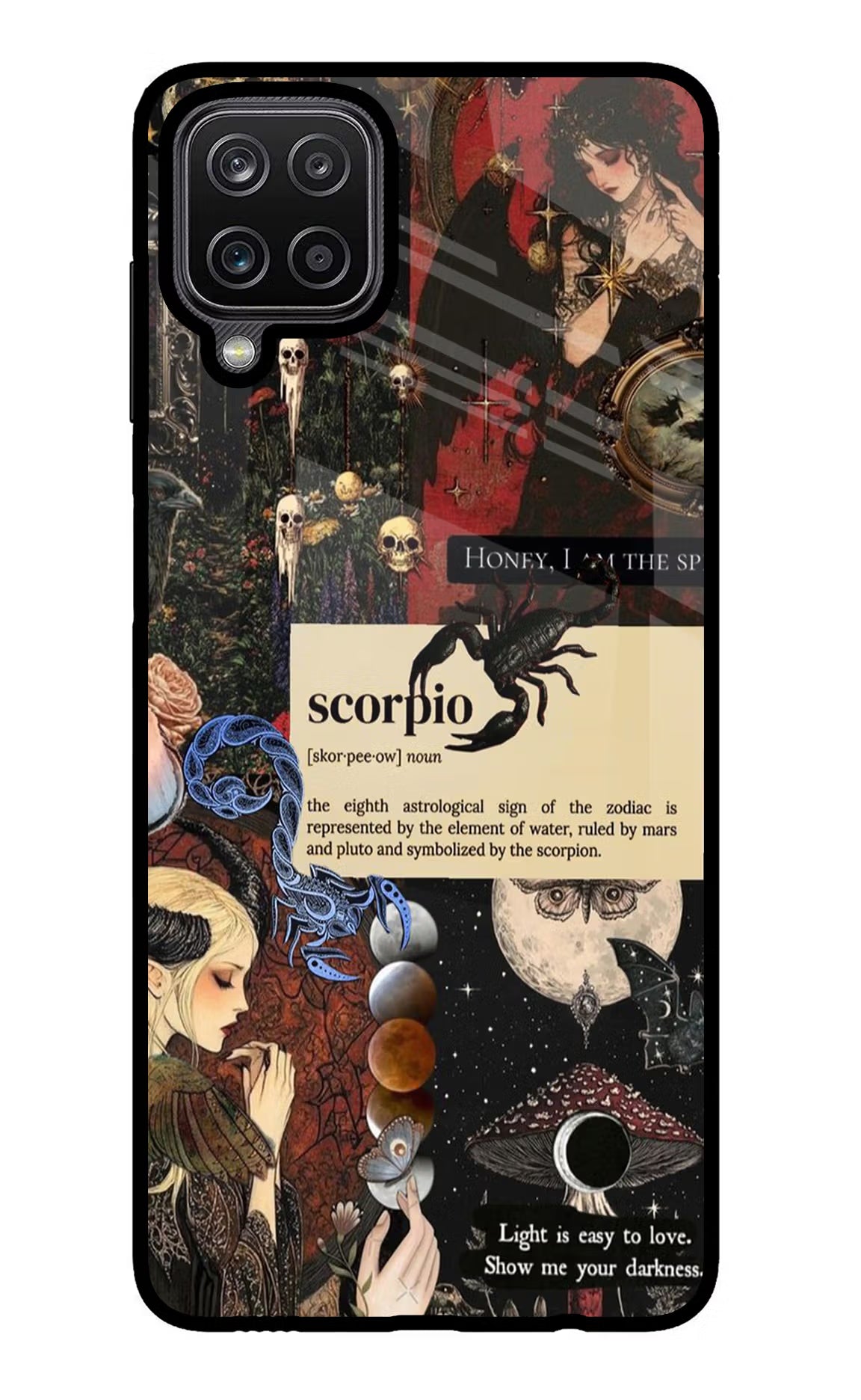 Scorpio Zodiac Samsung M12/F12 Glass Case Back Cover by Casekaro