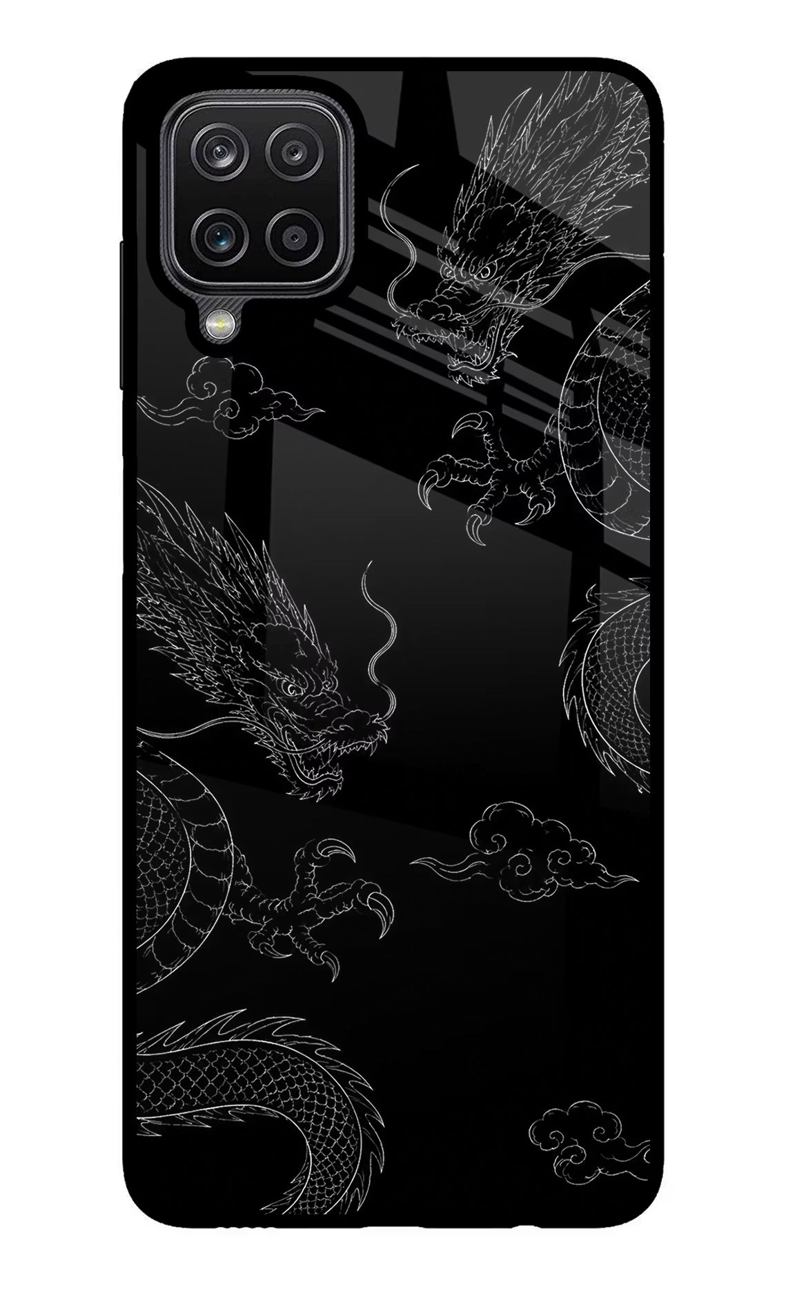 Twin Dragons Samsung M12/F12 Glass Case Back Cover by Casekaro