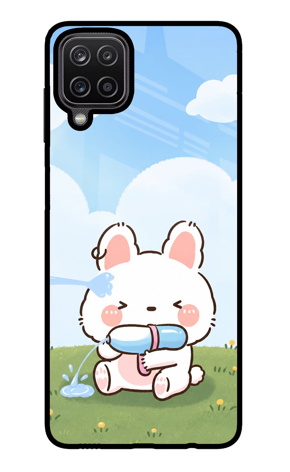 Bunny Treat Samsung M12/F12 Glass Case Back Cover by Casekaro