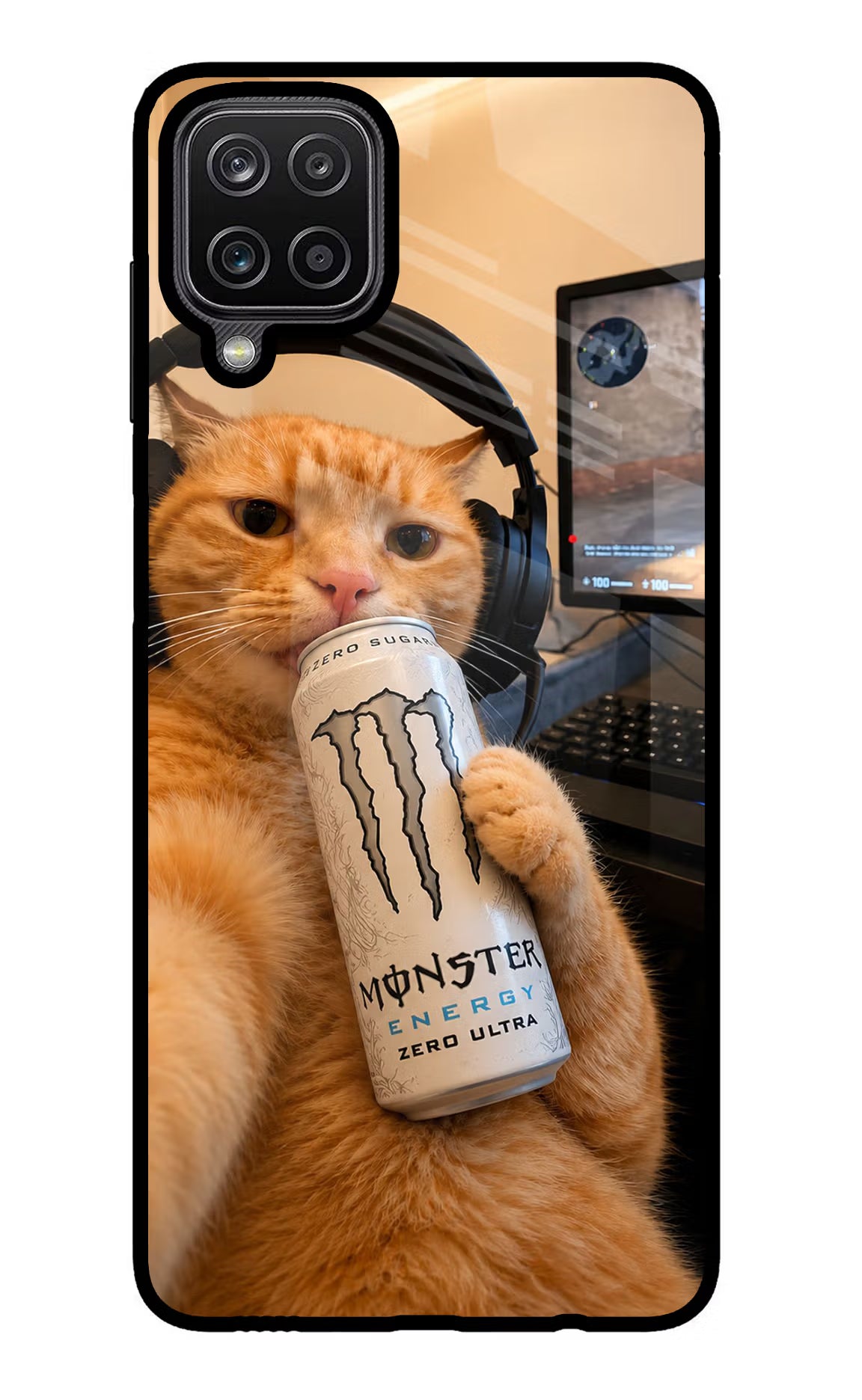 Gamer Cat Energy Samsung M12/F12 Glass Case
