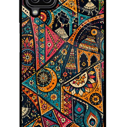 Folk Print Samsung M12/F12 Glass Case