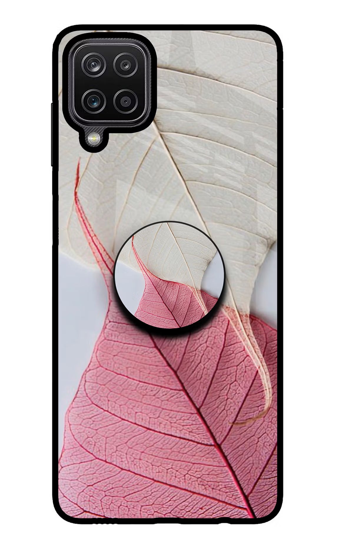 White Pink Leaf Samsung M12/F12 Pop Case by Casekaro