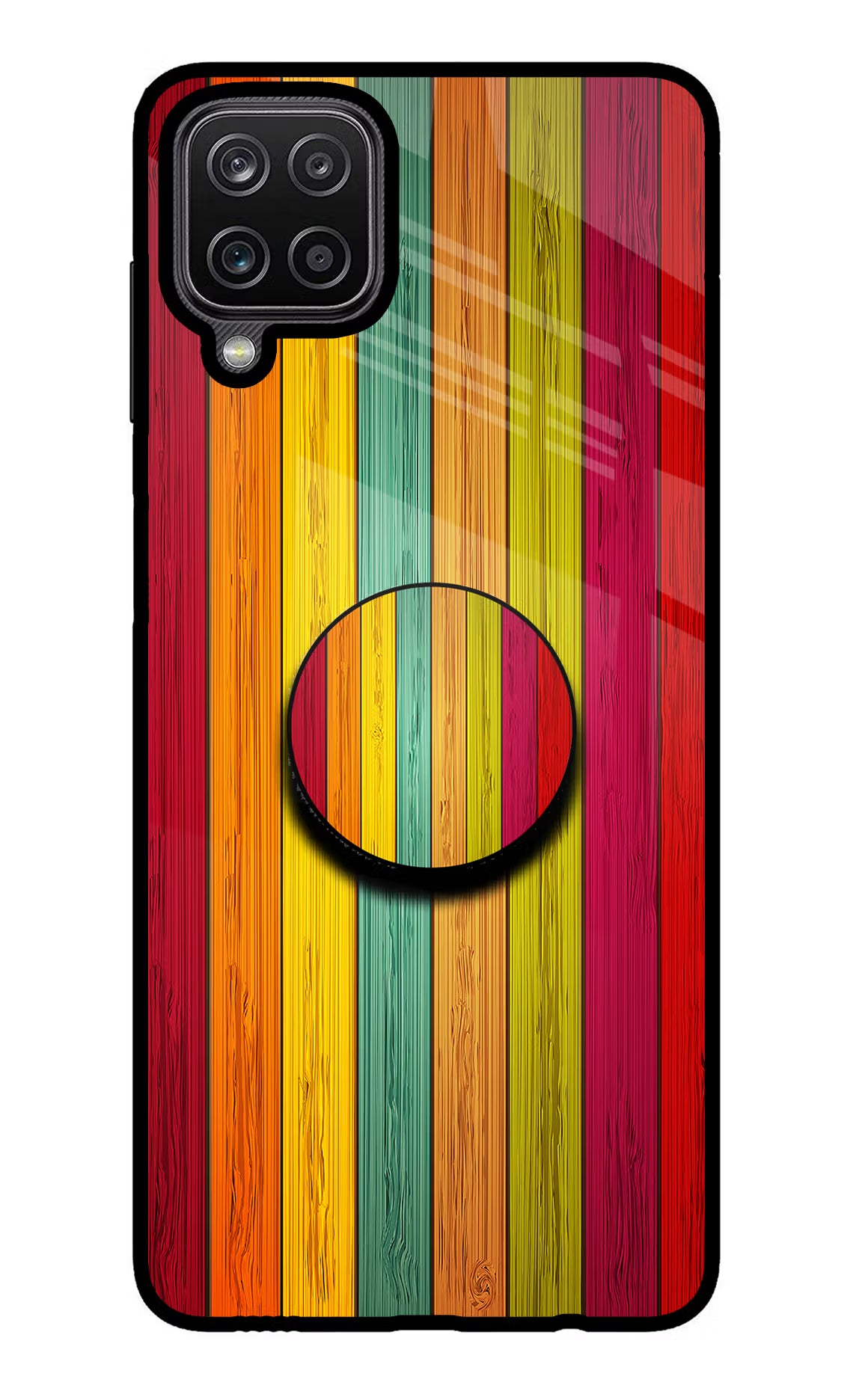 Multicolor Wooden Samsung M12/F12 Pop Case by Casekaro