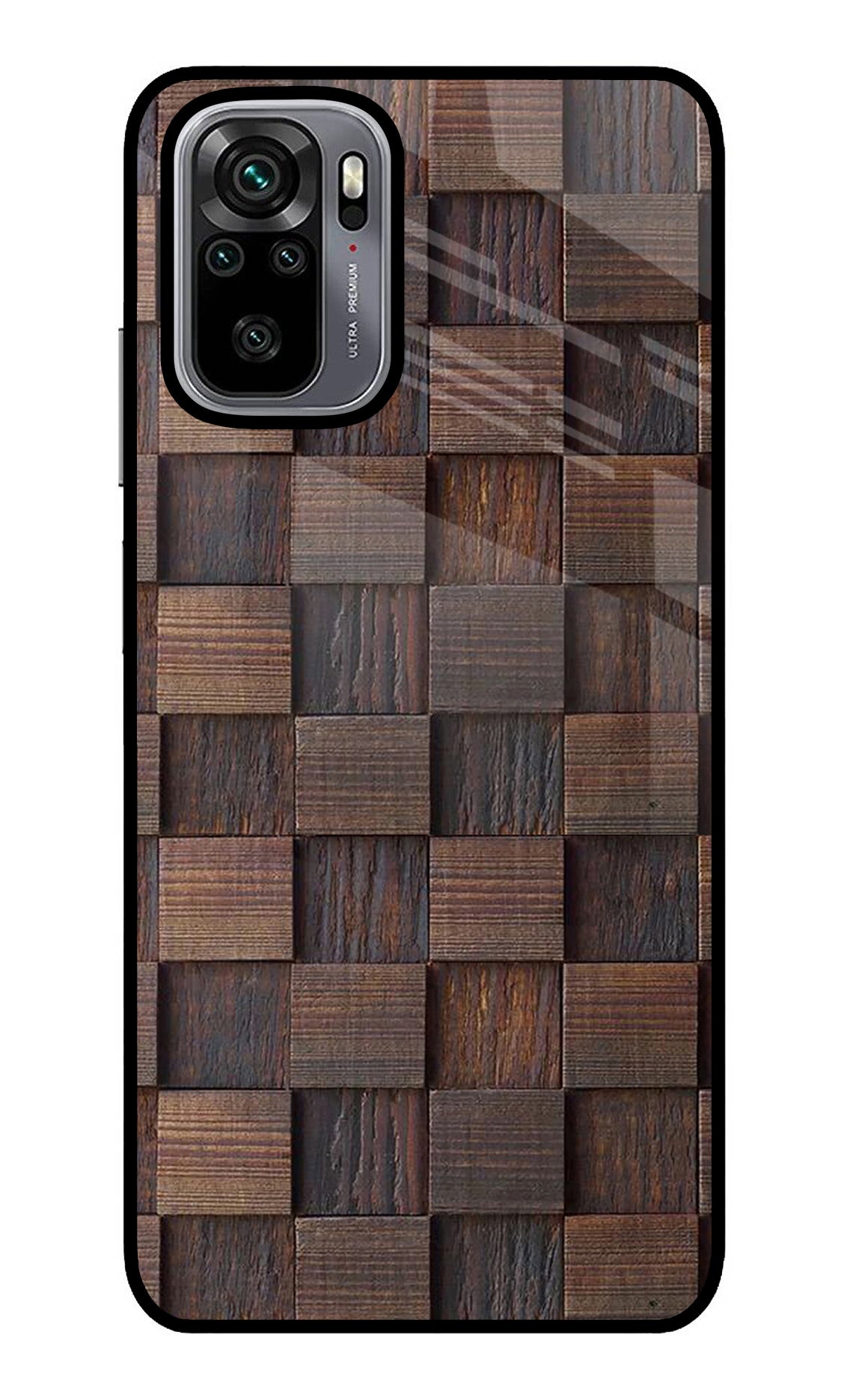 Wooden Cube Design Redmi Note 10/10S Glass Case