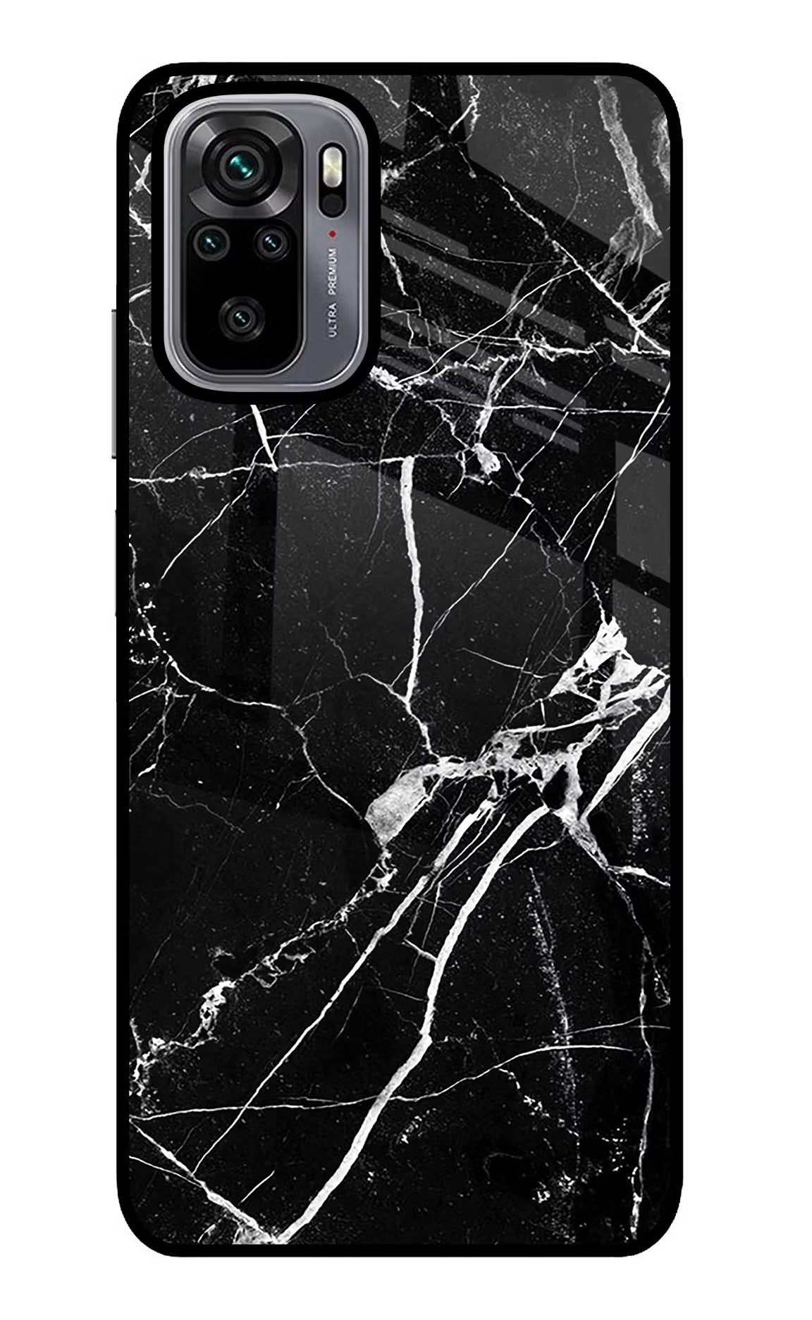 Black Marble Pattern Redmi Note 10/10S Glass Case Back Cover by Casekaro