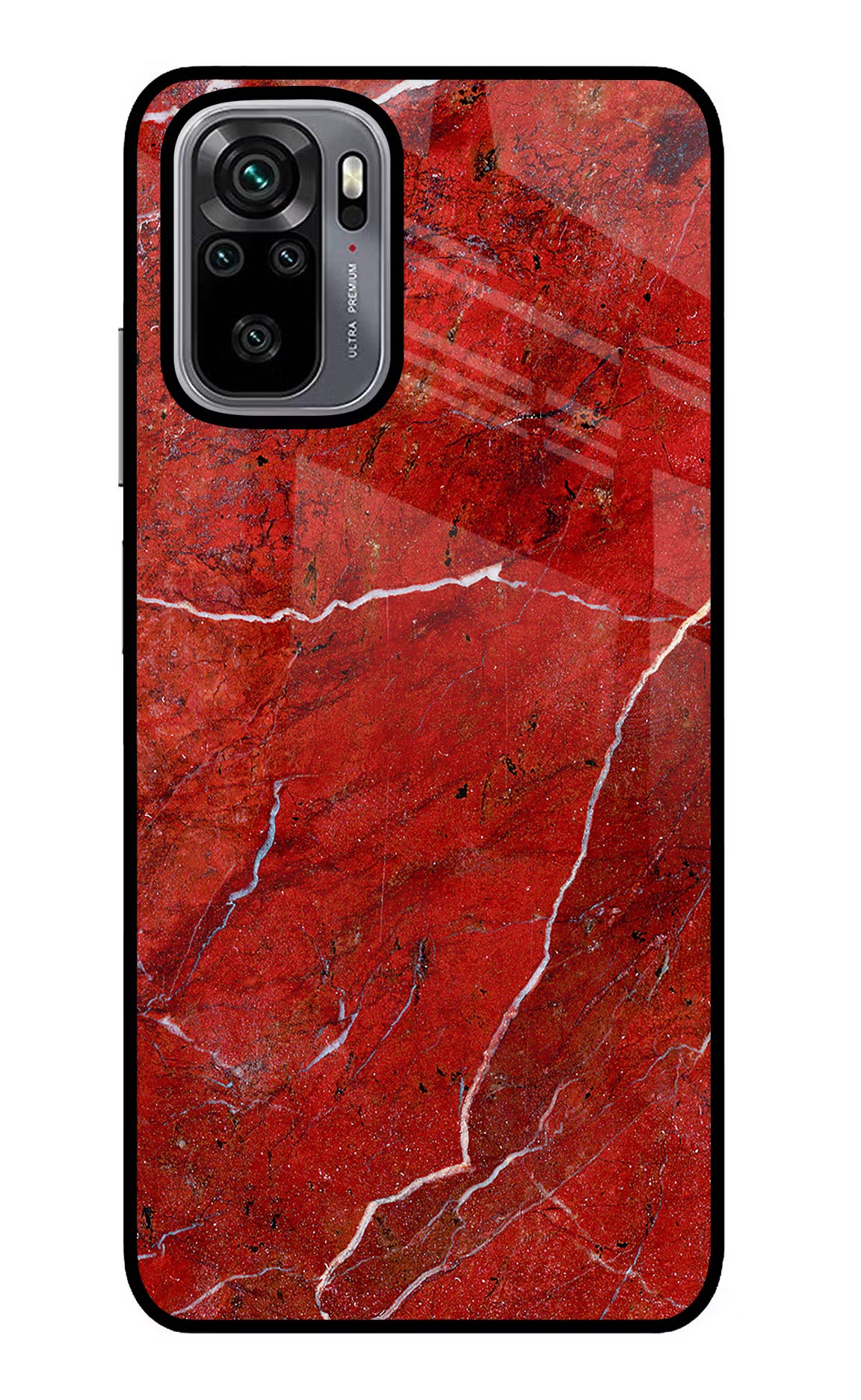 Red Marble Design Redmi Note 10/10S Glass Case Back Cover by Casekaro