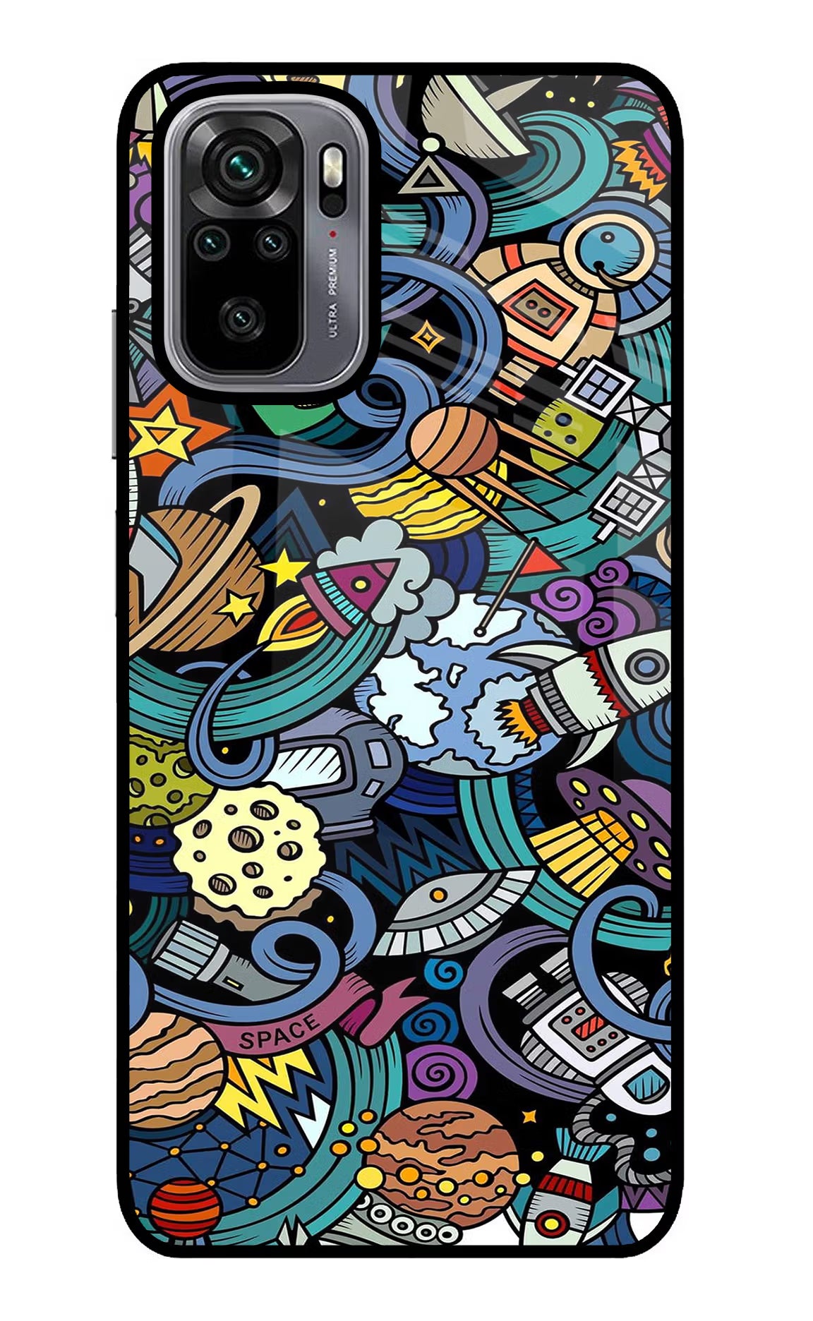 Space Abstract Redmi Note 10/10S Glass Case Back Cover by Casekaro