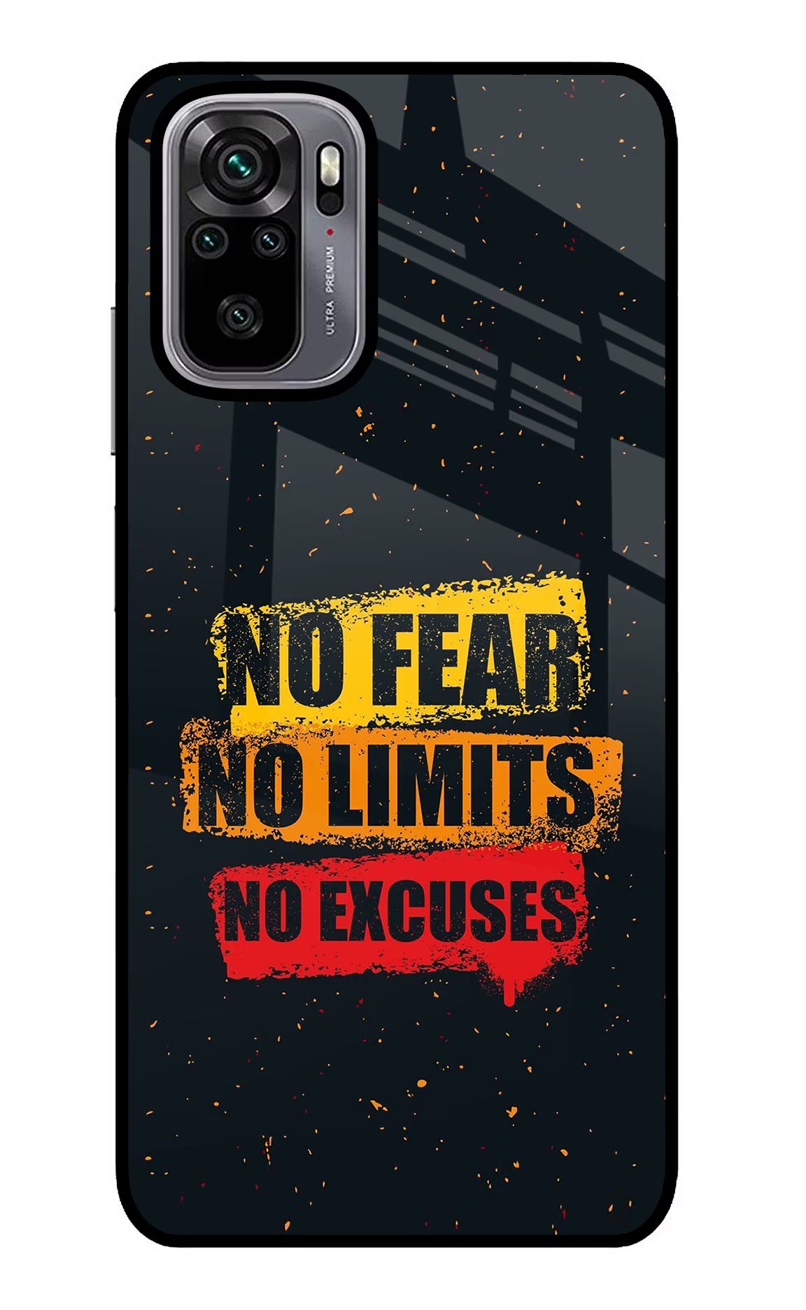 No Fear No Limits No Excuse Redmi Note 10/10S Glass Case Back Cover by Casekaro