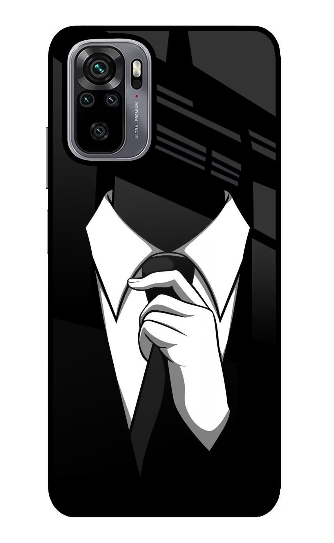 Black Tie Redmi Note 10/10S Glass Case Back Cover by Casekaro