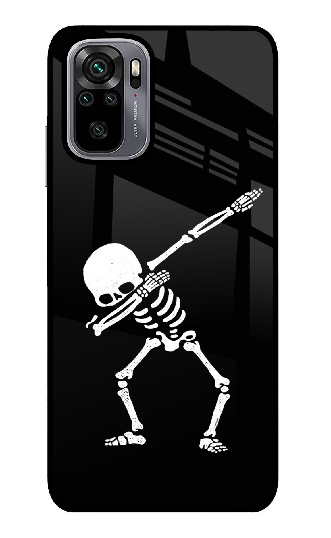 Dabbing Skeleton Art Redmi Note 10/10S Glass Case