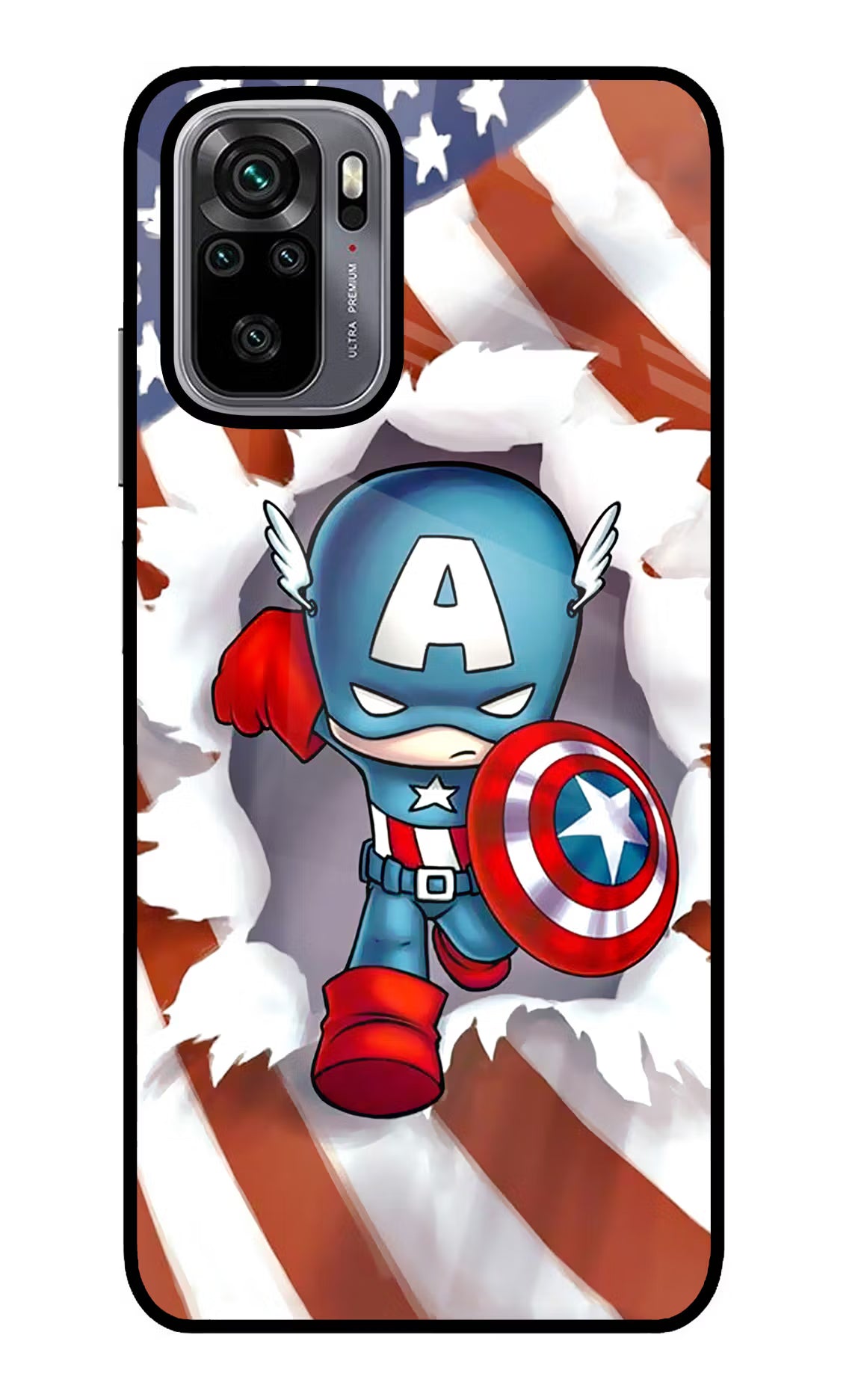 Captain America Redmi Note 10/10S Glass Case Back Cover by Casekaro