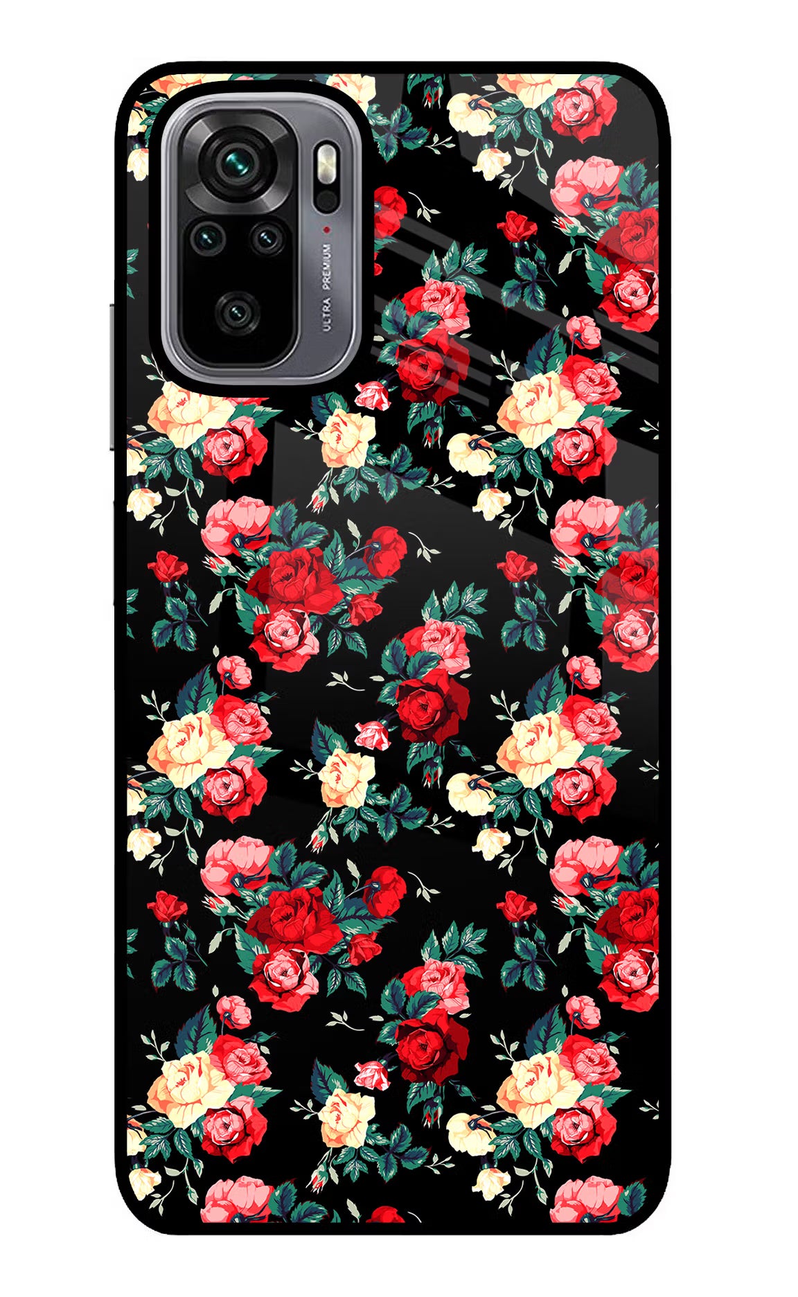 Rose Pattern Redmi Note 10/10S Glass Case Back Cover by Casekaro