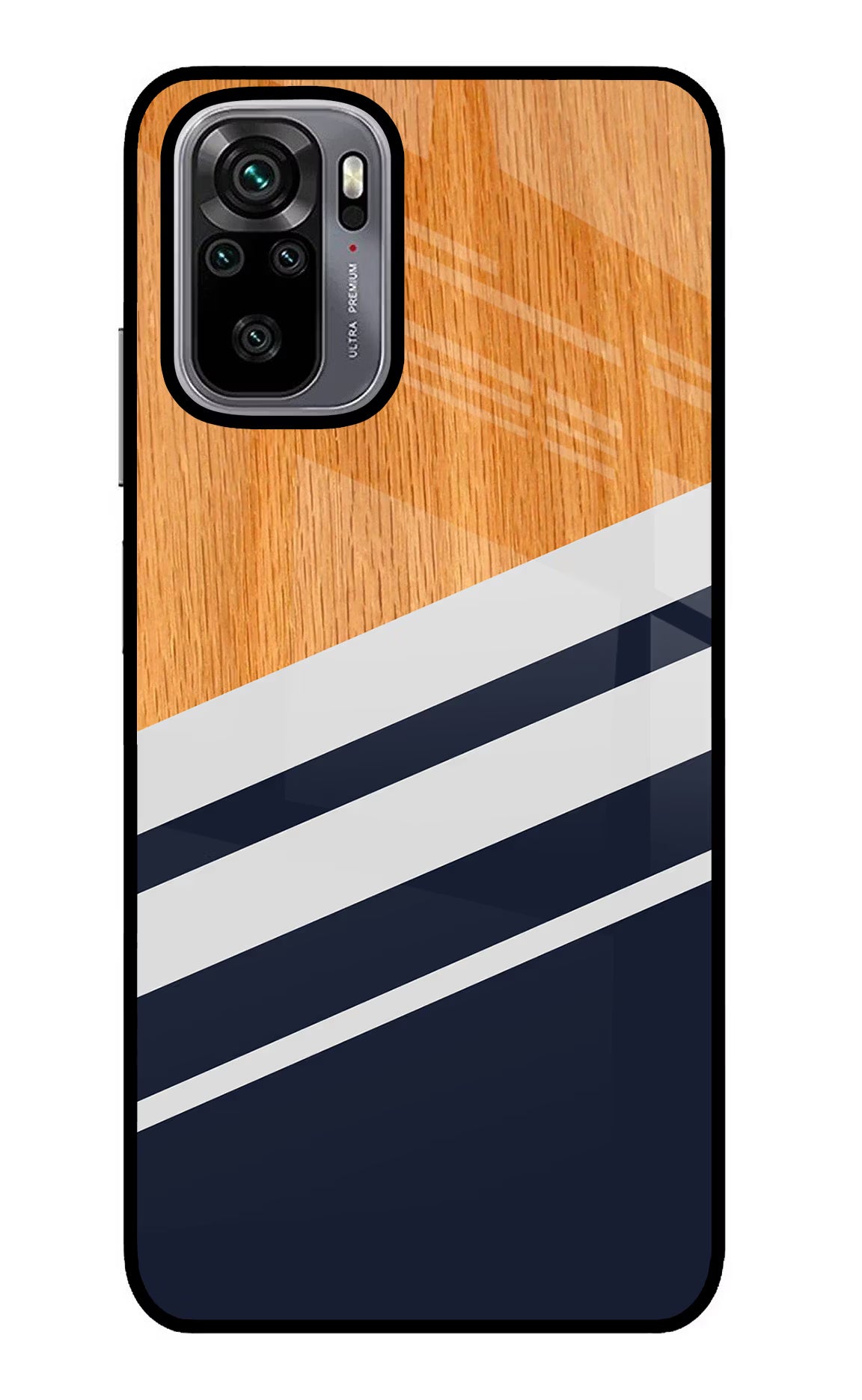 Blue and white wooden Redmi Note 10/10S Glass Case Back Cover by Casekaro