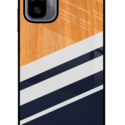 Blue and white wooden Redmi Note 10/10S Glass Case Back Cover by Casekaro
