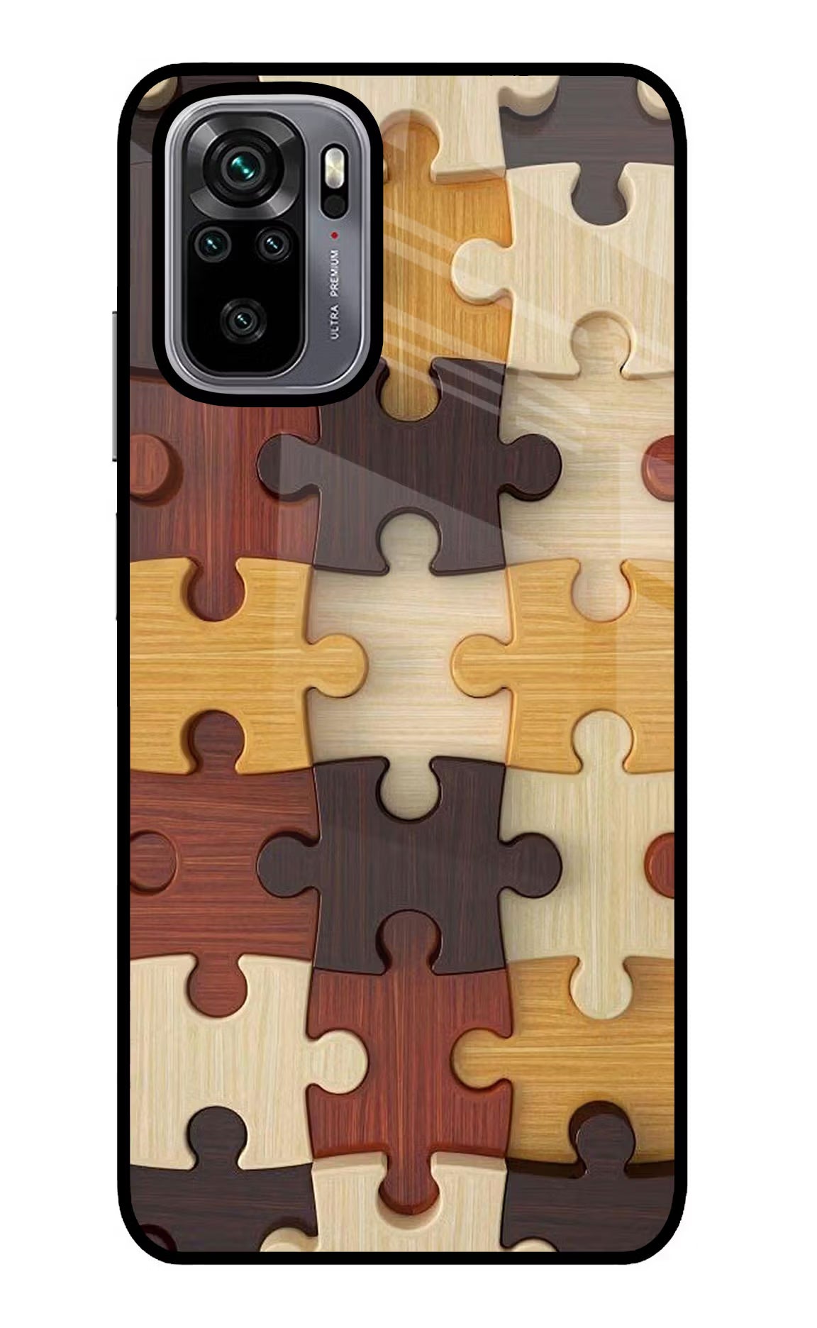 Wooden Puzzle Redmi Note 10/10S Glass Case Back Cover by Casekaro