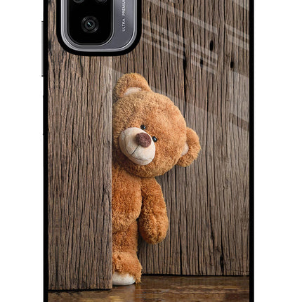 Teddy Wooden Redmi Note 10/10S Glass Case Back Cover by Casekaro