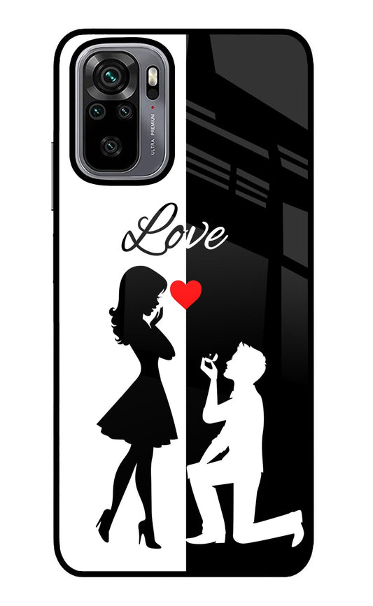 Love Propose Black And White Redmi Note 10/10S Glass Case