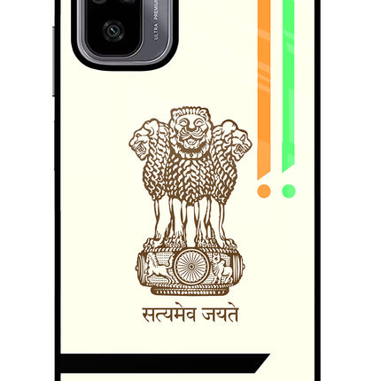 Satyamev Jayate Brown Logo Redmi Note 10/10S Glass Case Back Cover by Casekaro