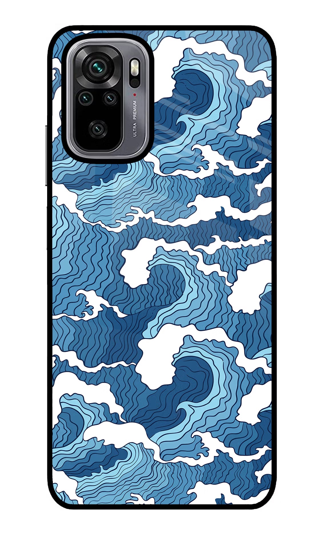 Blue Waves Redmi Note 10/10S Glass Case Back Cover by Casekaro