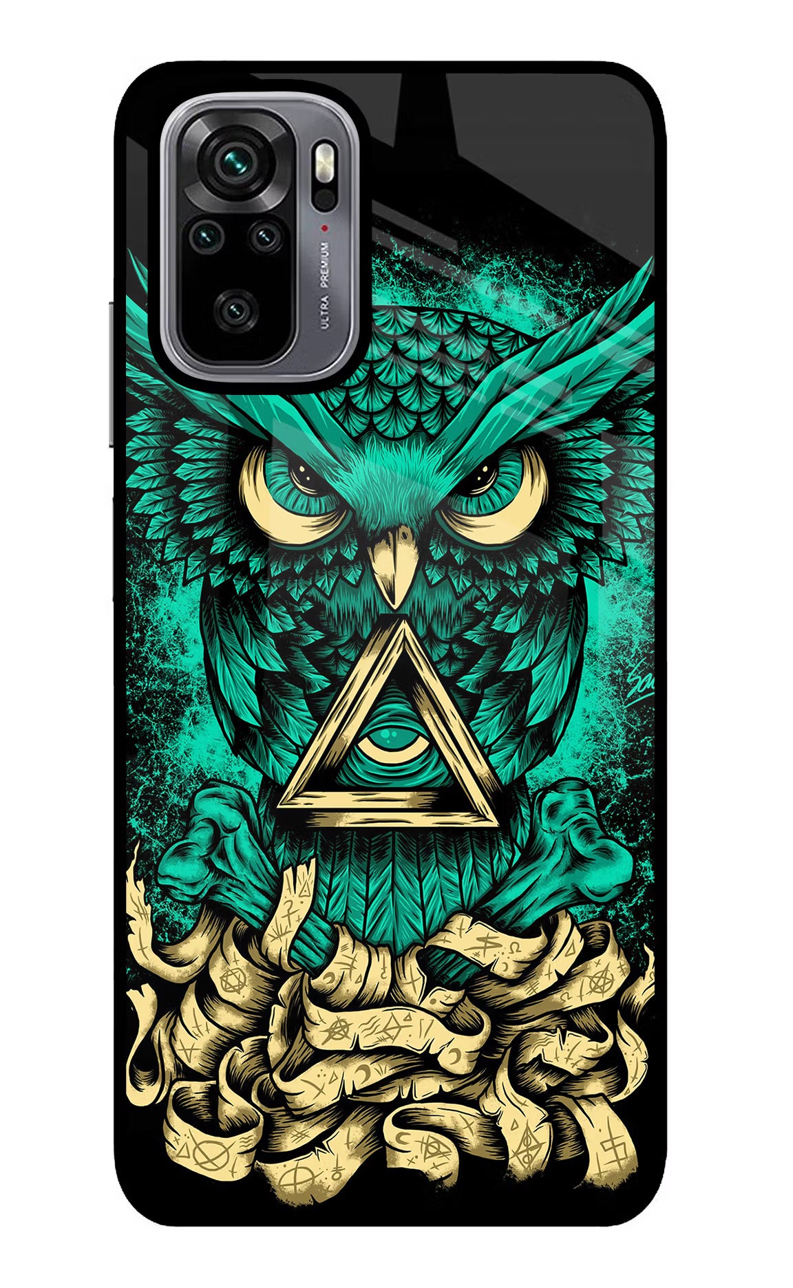 Green Owl Redmi Note 10/10S Glass Case Back Cover by Casekaro
