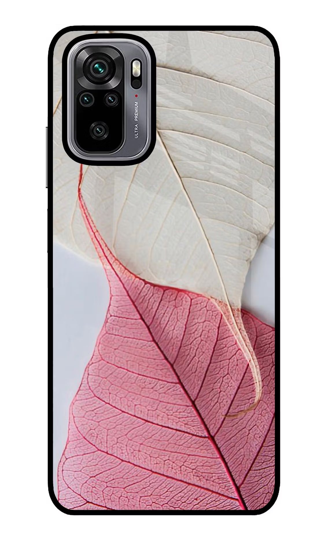 White Pink Leaf Redmi Note 10/10S Glass Case Back Cover by Casekaro