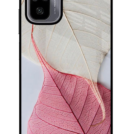 White Pink Leaf Redmi Note 10/10S Glass Case Back Cover by Casekaro