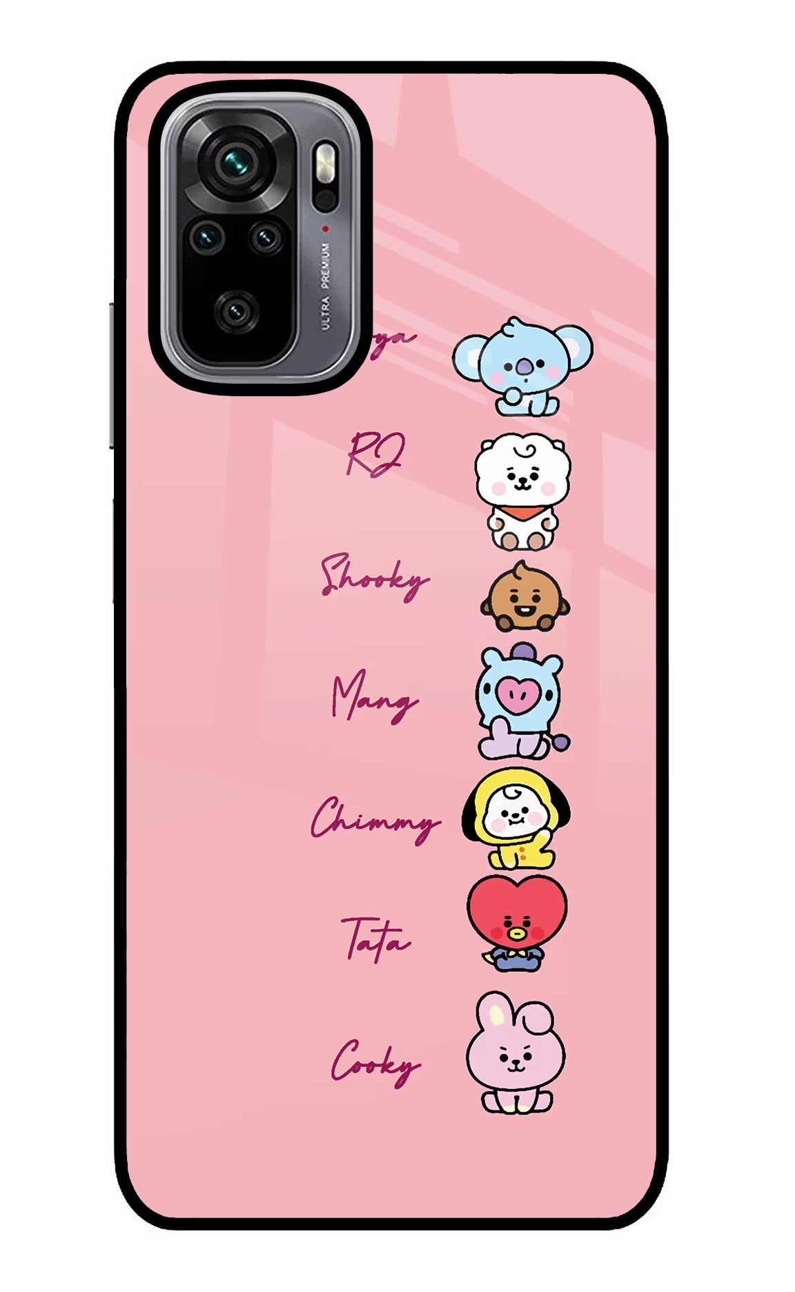 BTS names Redmi Note 10/10S Glass Case Back Cover by Casekaro