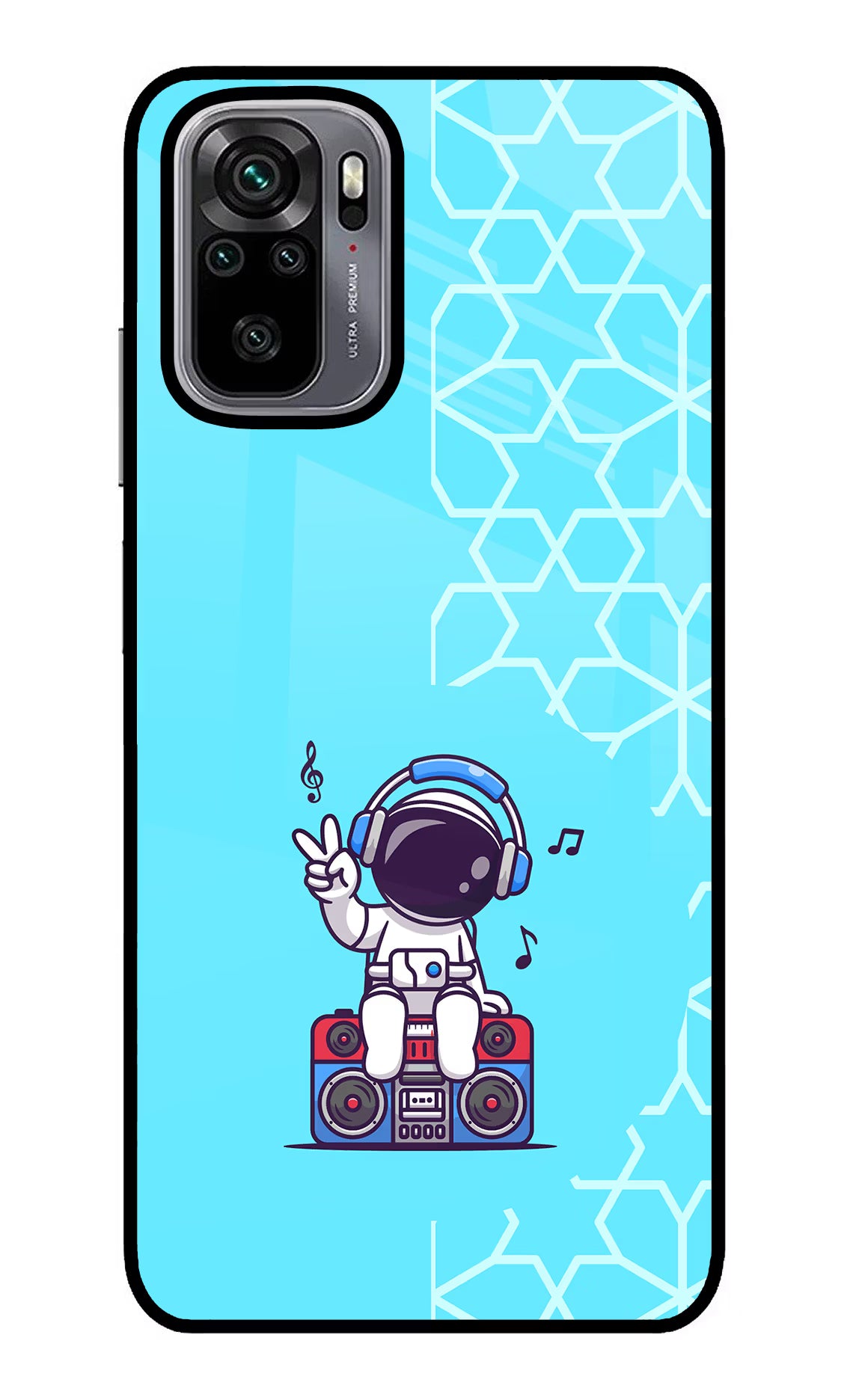 Cute Astronaut Chilling Redmi Note 10/10S Glass Case Back Cover by Casekaro