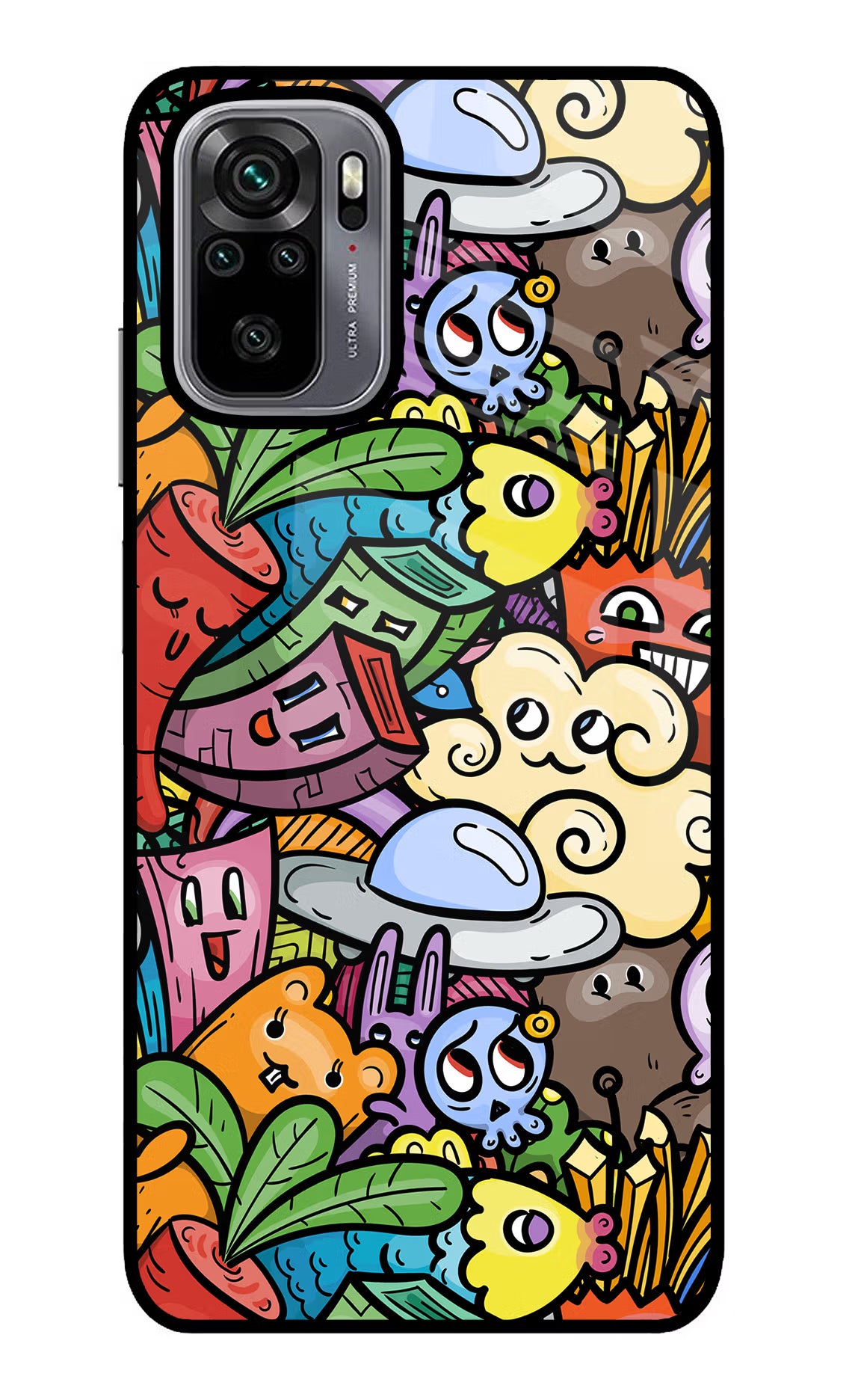 Veggie Doodle Redmi Note 10/10S Glass Case Back Cover by Casekaro